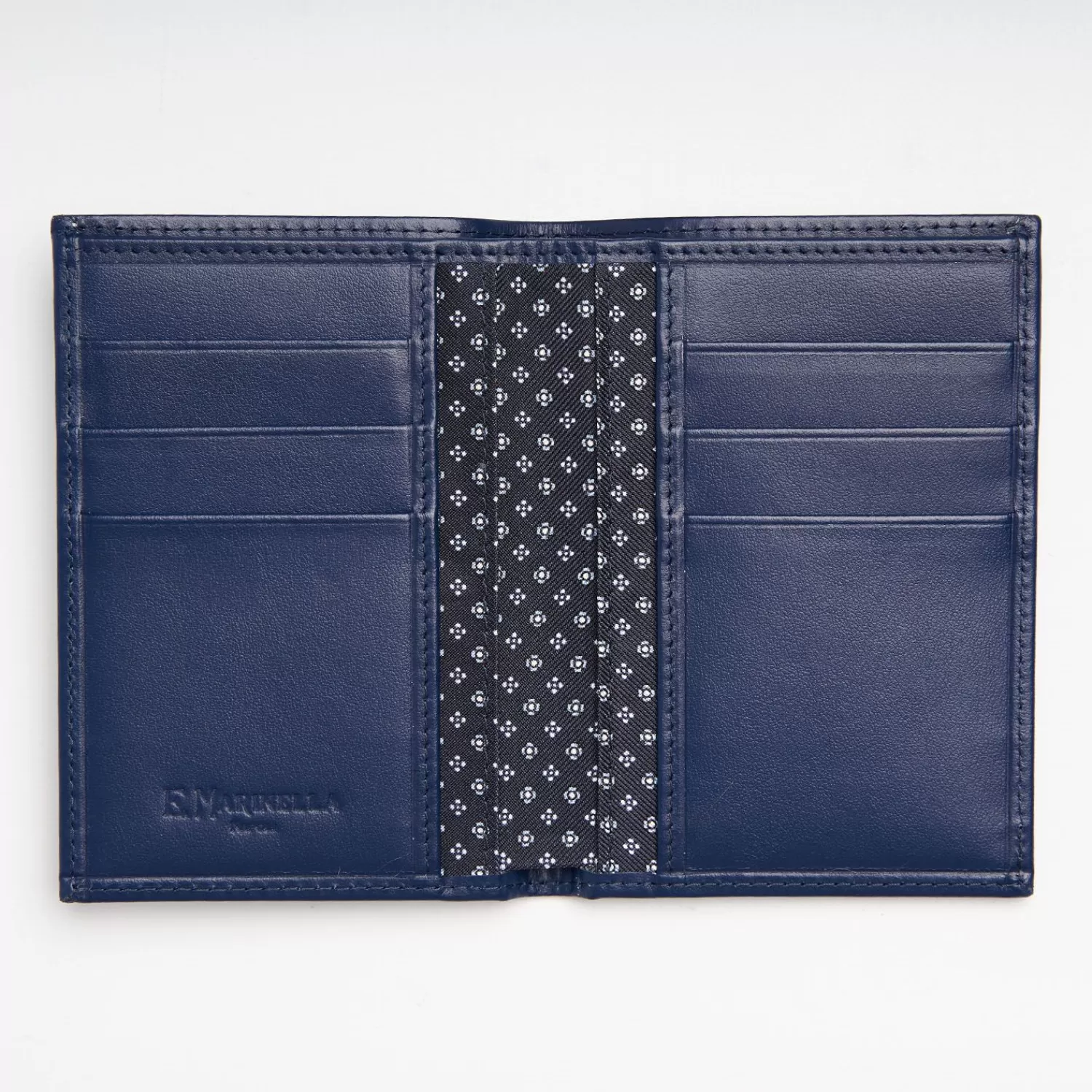 Dark Blue Vertical Wallet In Silk And Leather>E.Marinella Flash Sale