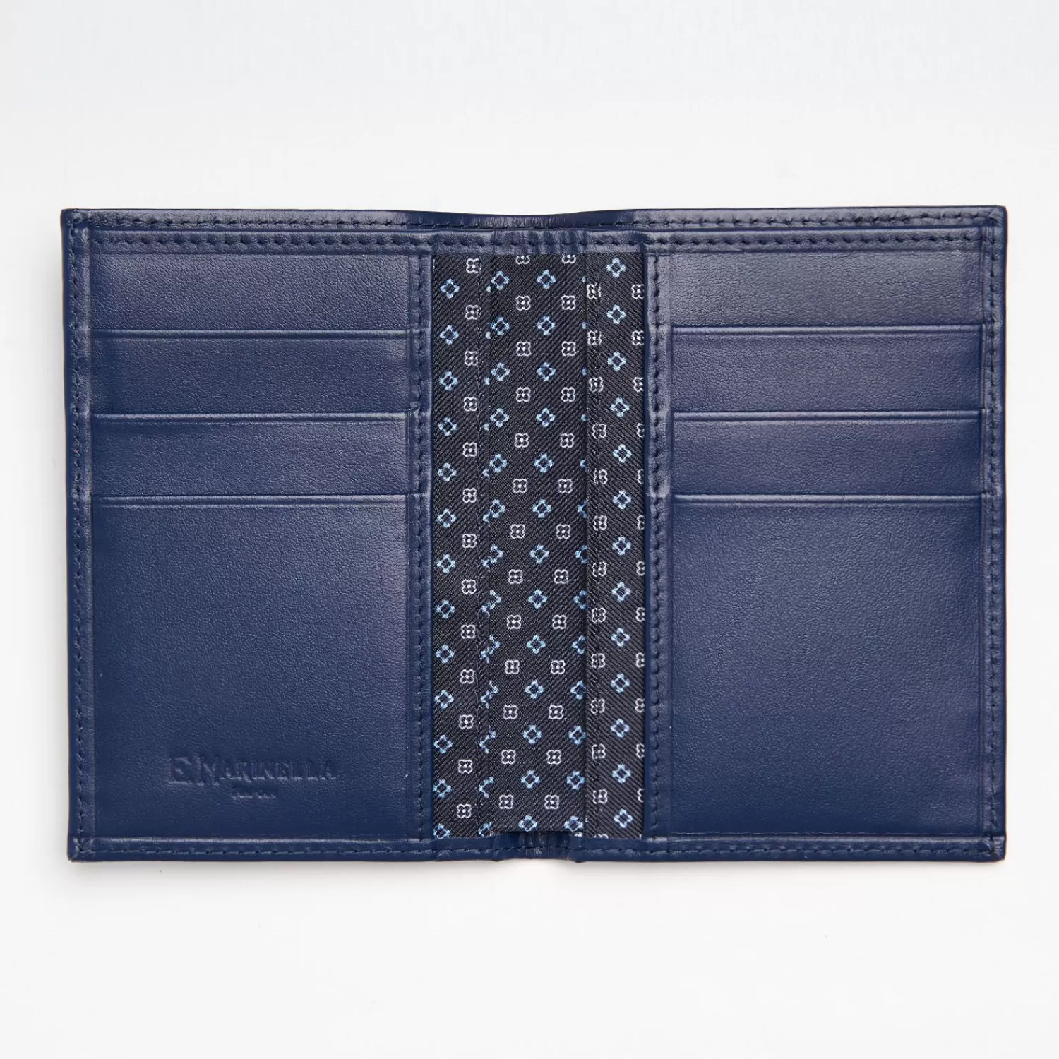 Dark Blue Vertical Wallet In Silk And Leather>E.Marinella Best