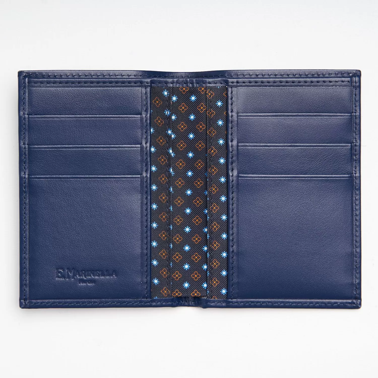 Dark Blue Vertical Wallet In Silk And Leather>E.Marinella Hot