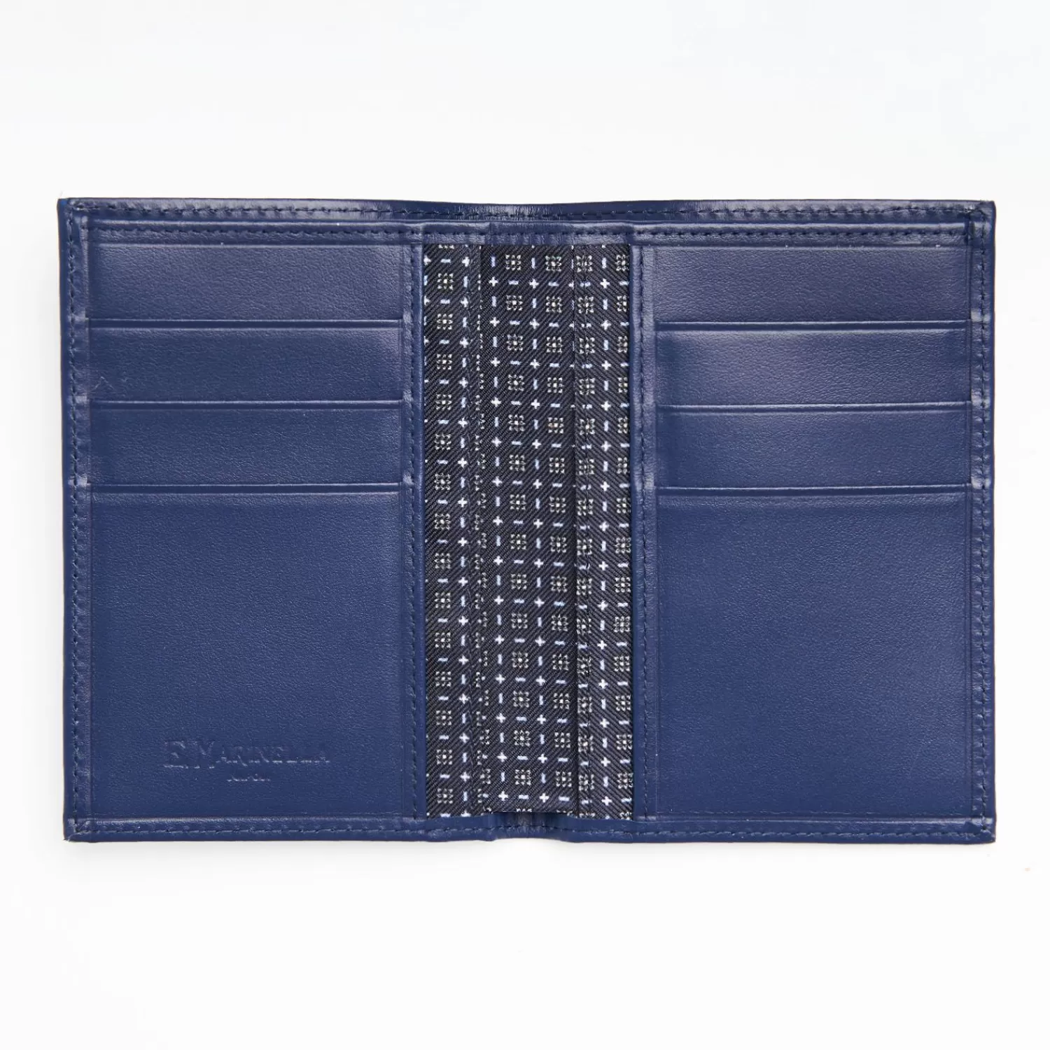 Dark Blue Vertical Wallet In Silk And Leather>E.Marinella Outlet