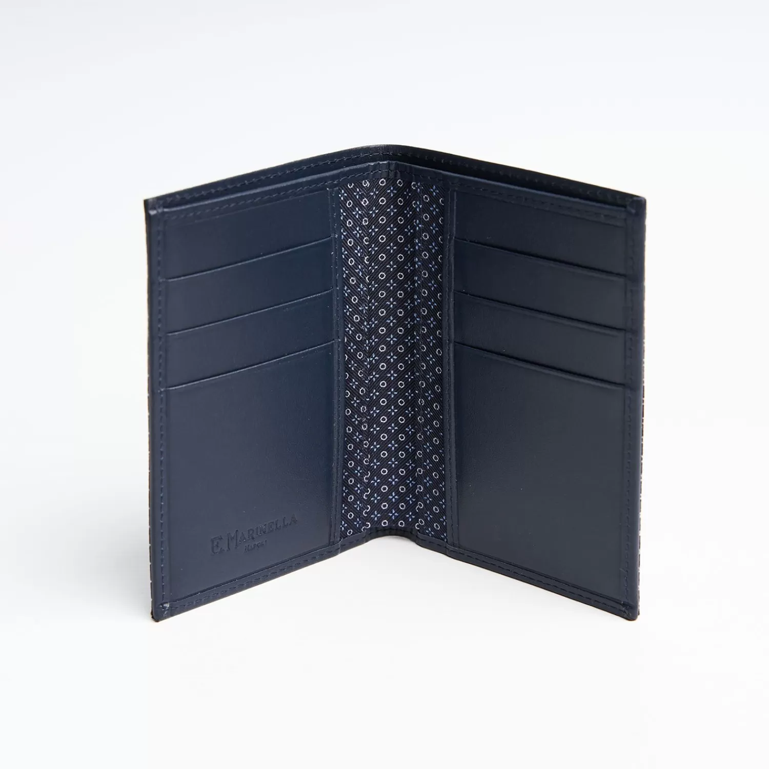 Dark Blue Vertical Wallet In Silk And Leather>E.Marinella Hot