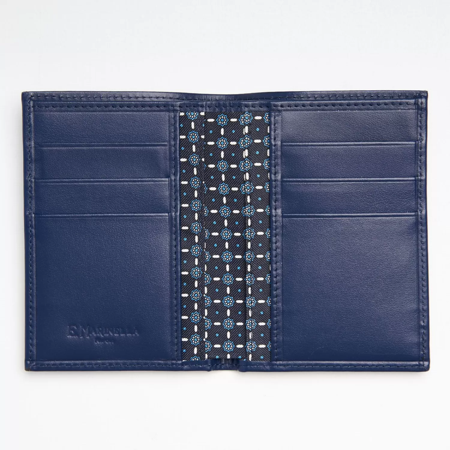 Dark Blue Vertical Wallet In Silk And Leather>E.Marinella Flash Sale