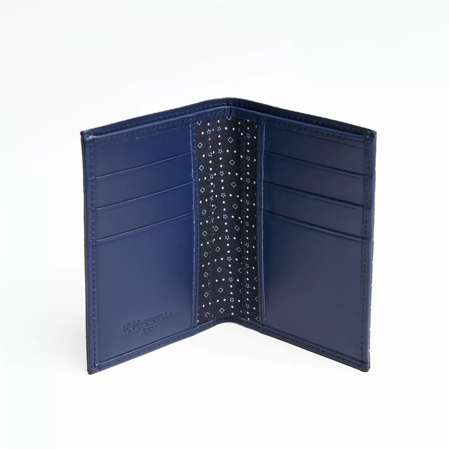 Dark Blue Vertical Wallet In Silk And Leather>E.Marinella Cheap