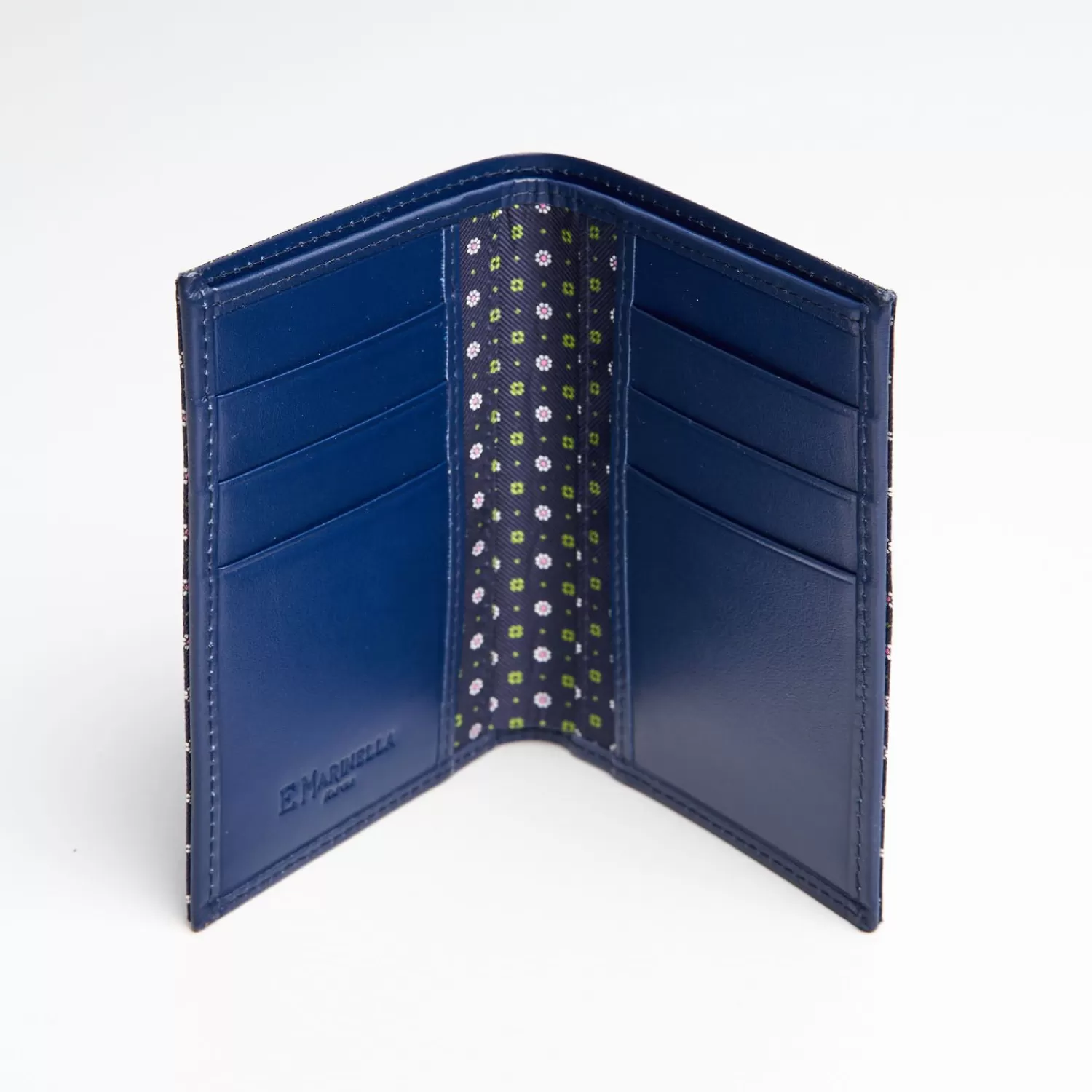 Dark Blue Vertical Wallet In Silk And Leather>E.Marinella Flash Sale
