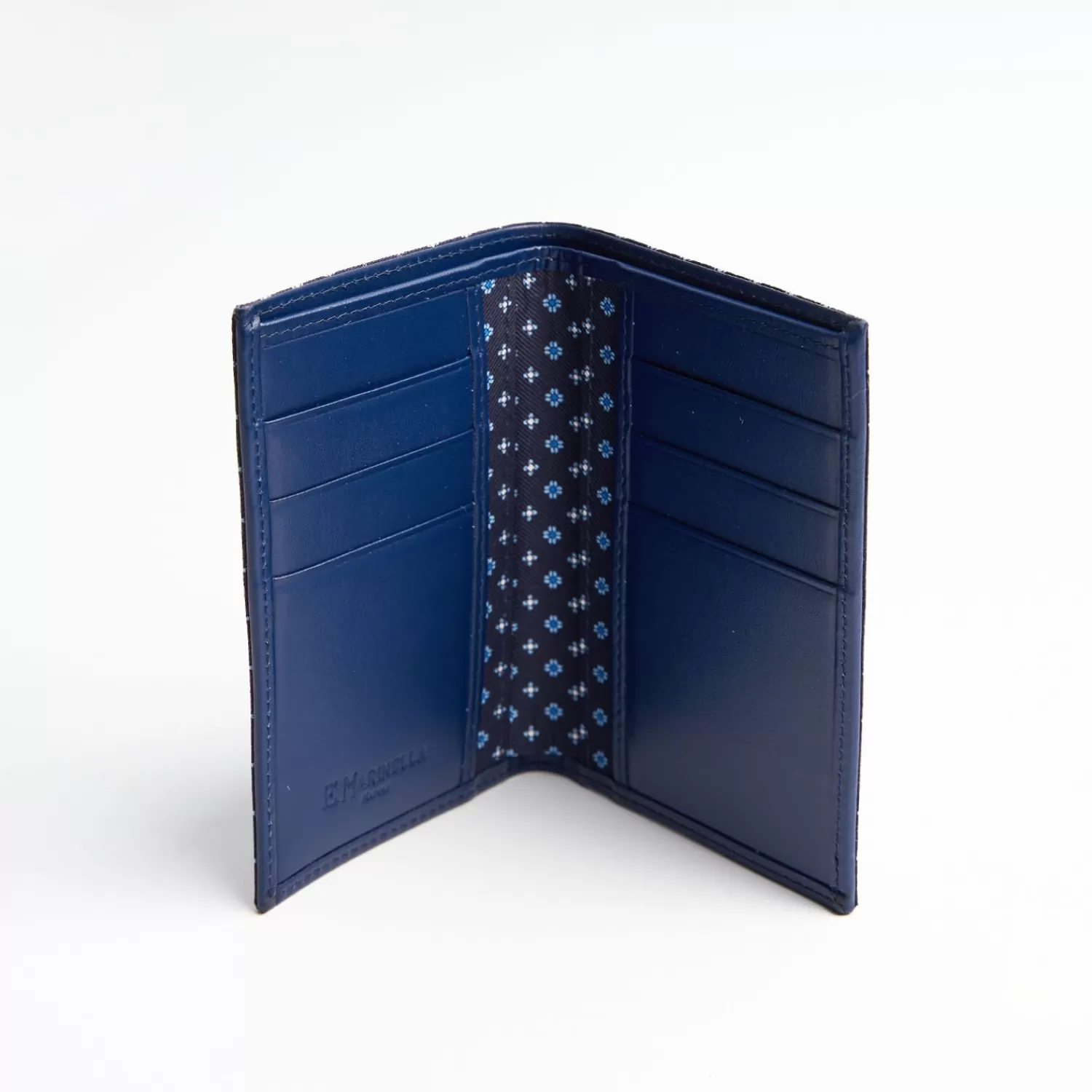 Dark Blue Vertical Wallet In Silk And Leather>E.Marinella Hot
