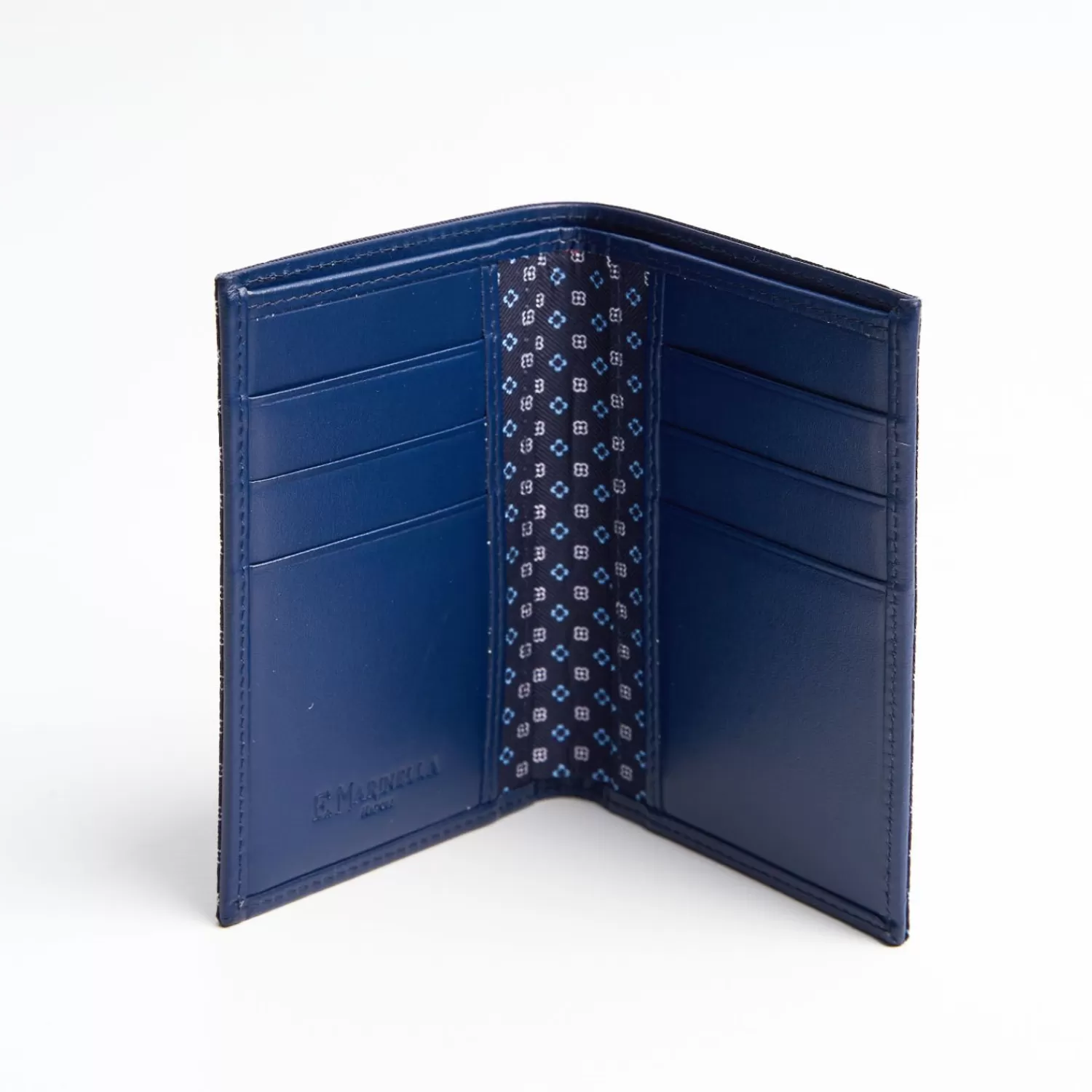 Dark Blue Vertical Wallet In Silk And Leather>E.Marinella Flash Sale