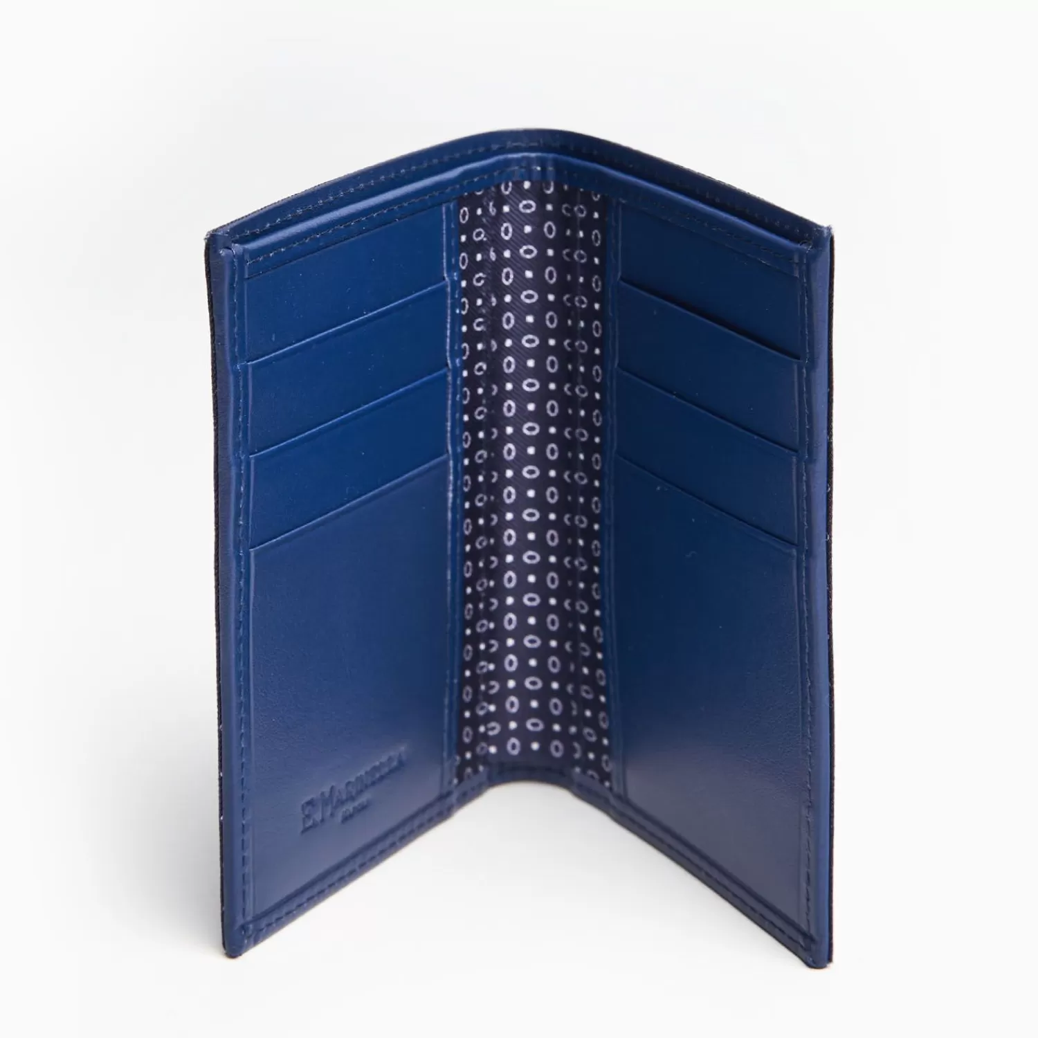 Dark Blue Vertical Wallet In Silk And Leather>E.Marinella Fashion
