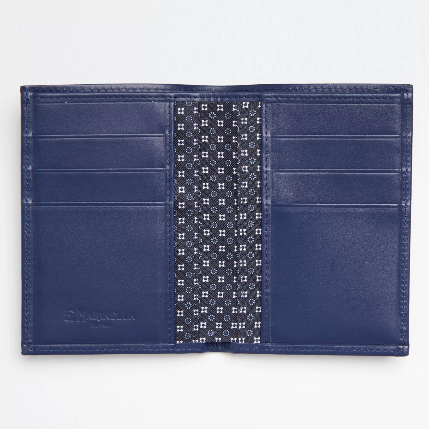Dark Blue Vertical Wallet In Silk And Leather>E.Marinella Best Sale