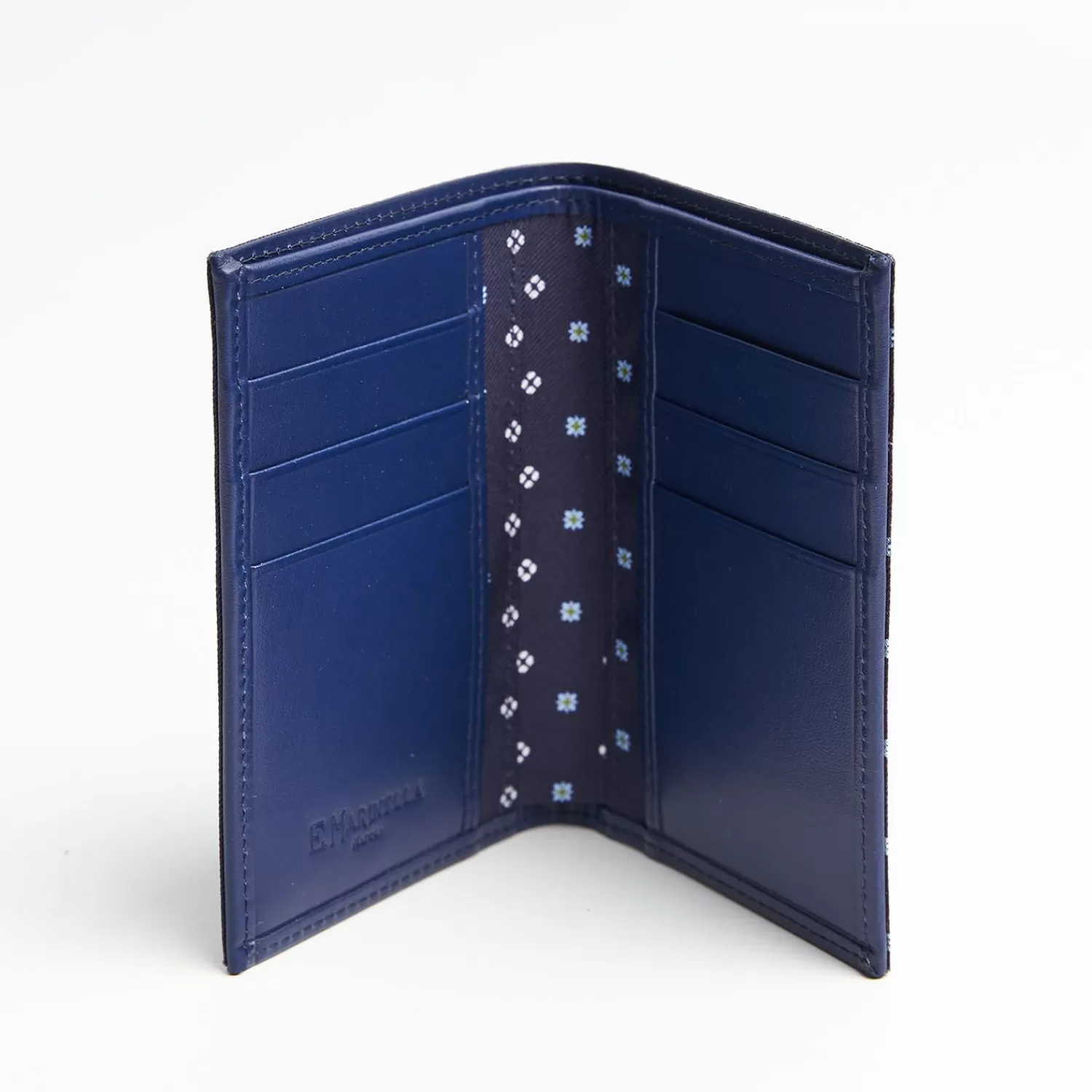 Dark Blue Vertical Wallet In Silk And Leather>E.Marinella Best Sale