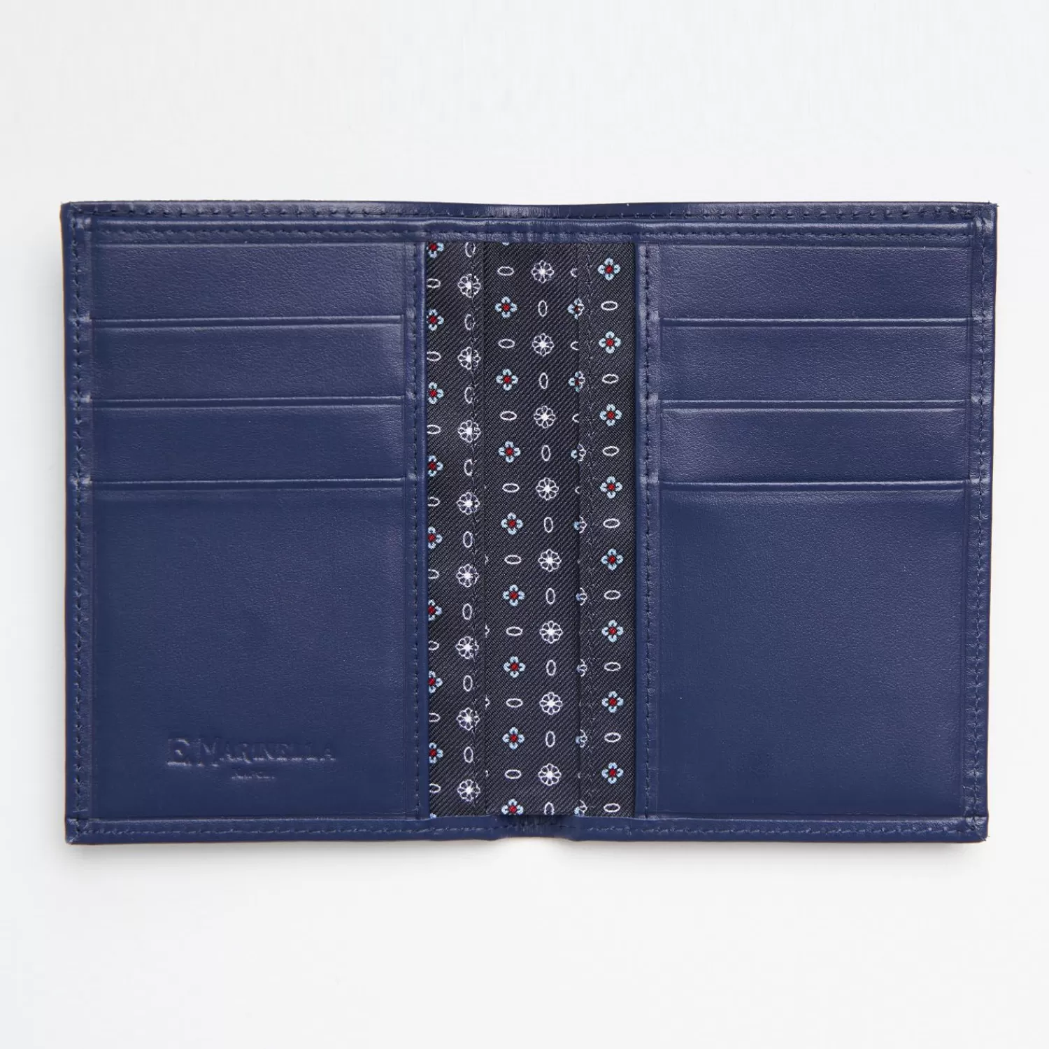 Dark Blue Vertical Wallet In Silk And Leather>E.Marinella Clearance