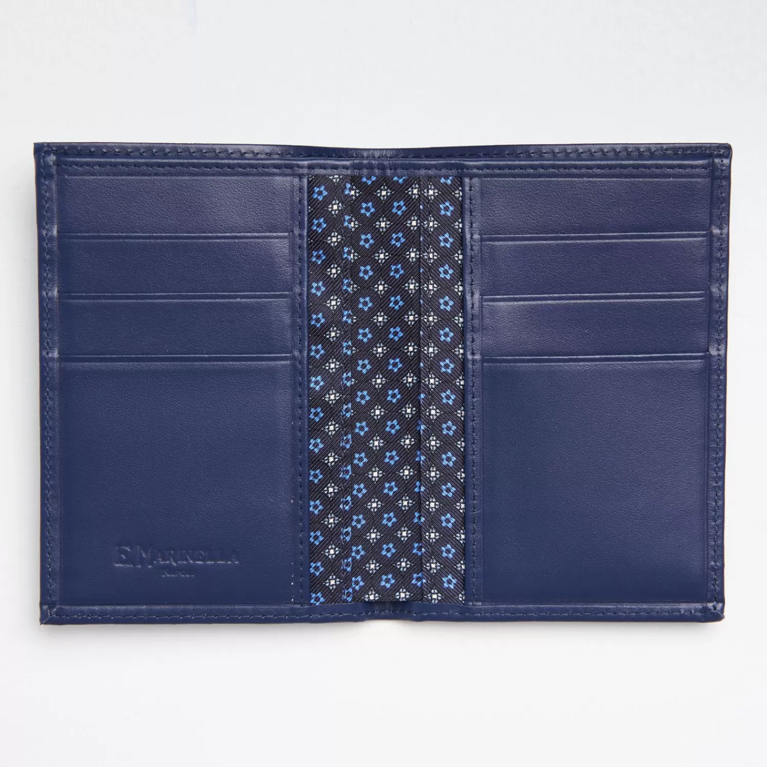Dark Blue Vertical Wallet In Silk And Leather>E.Marinella Clearance