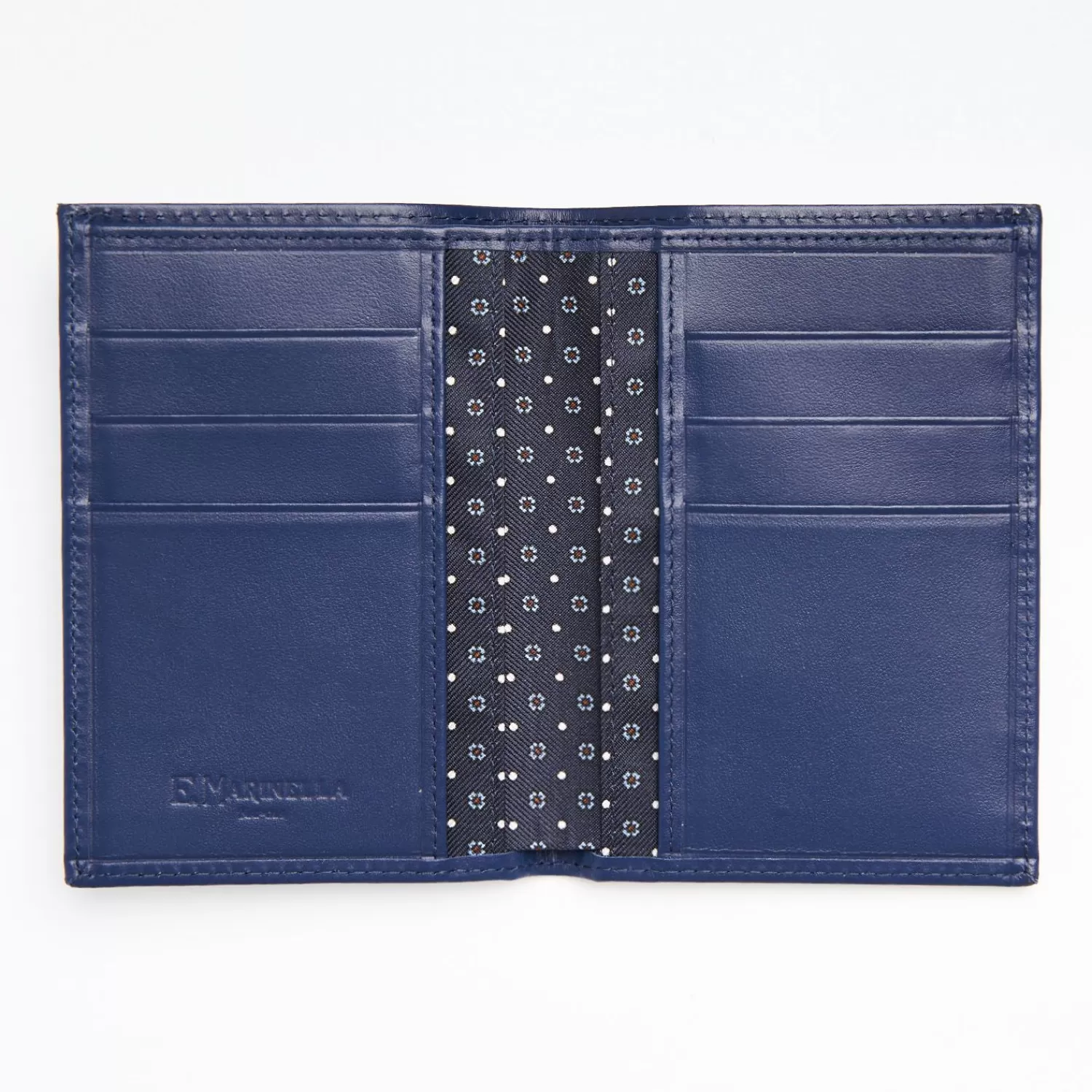 Dark Blue Vertical Wallet In Silk And Leather>E.Marinella Sale