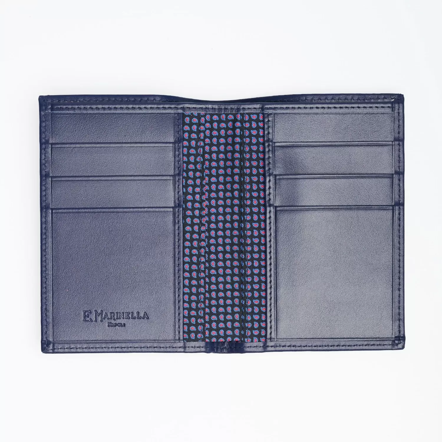 Dark Blue Vertical Wallet In Silk And Leather>E.Marinella Shop