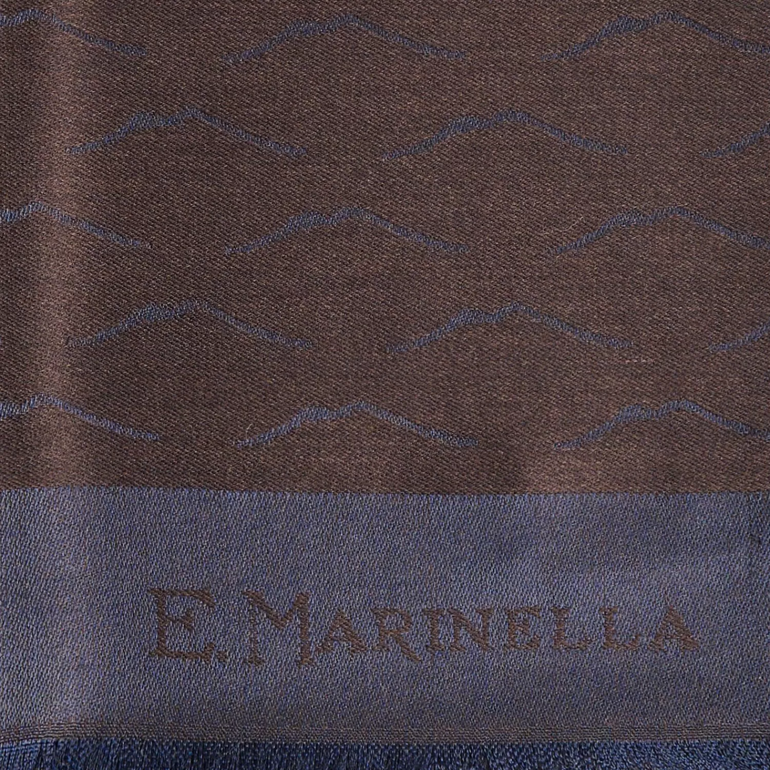 Dark Brown And Blue Wool And Silk Vesuvius Scarf>E.Marinella Clearance