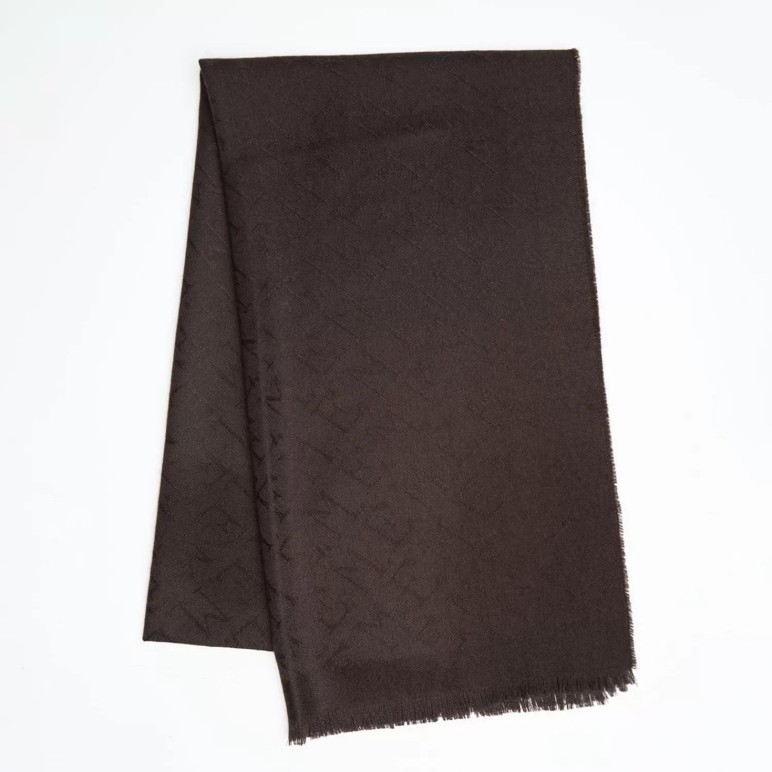 Dark Brown Em Logo Scarf In Wool And Cashmere>E.Marinella Fashion