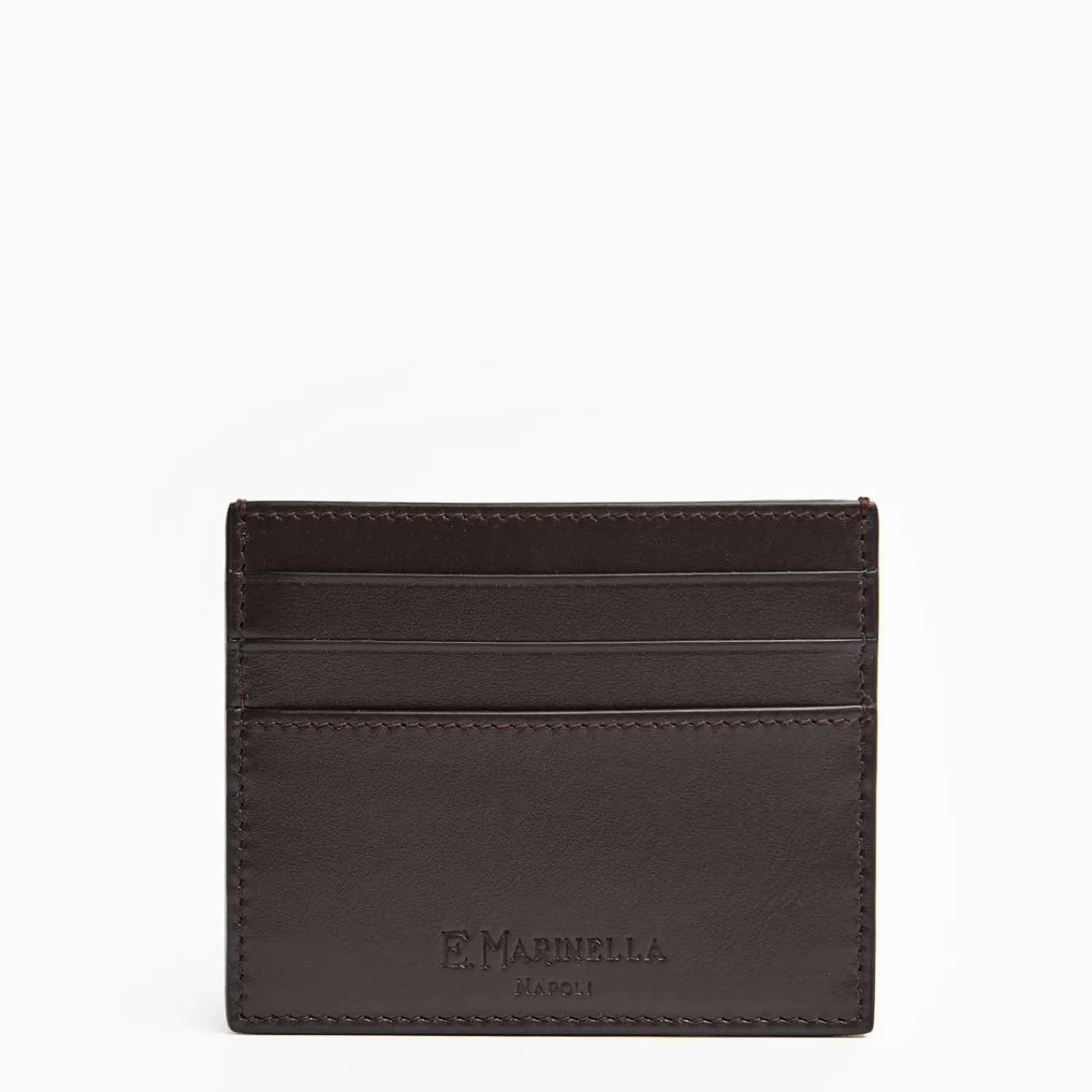 Dark Brown Leather Credit Card Holder - 7 Compartments>E.Marinella Best