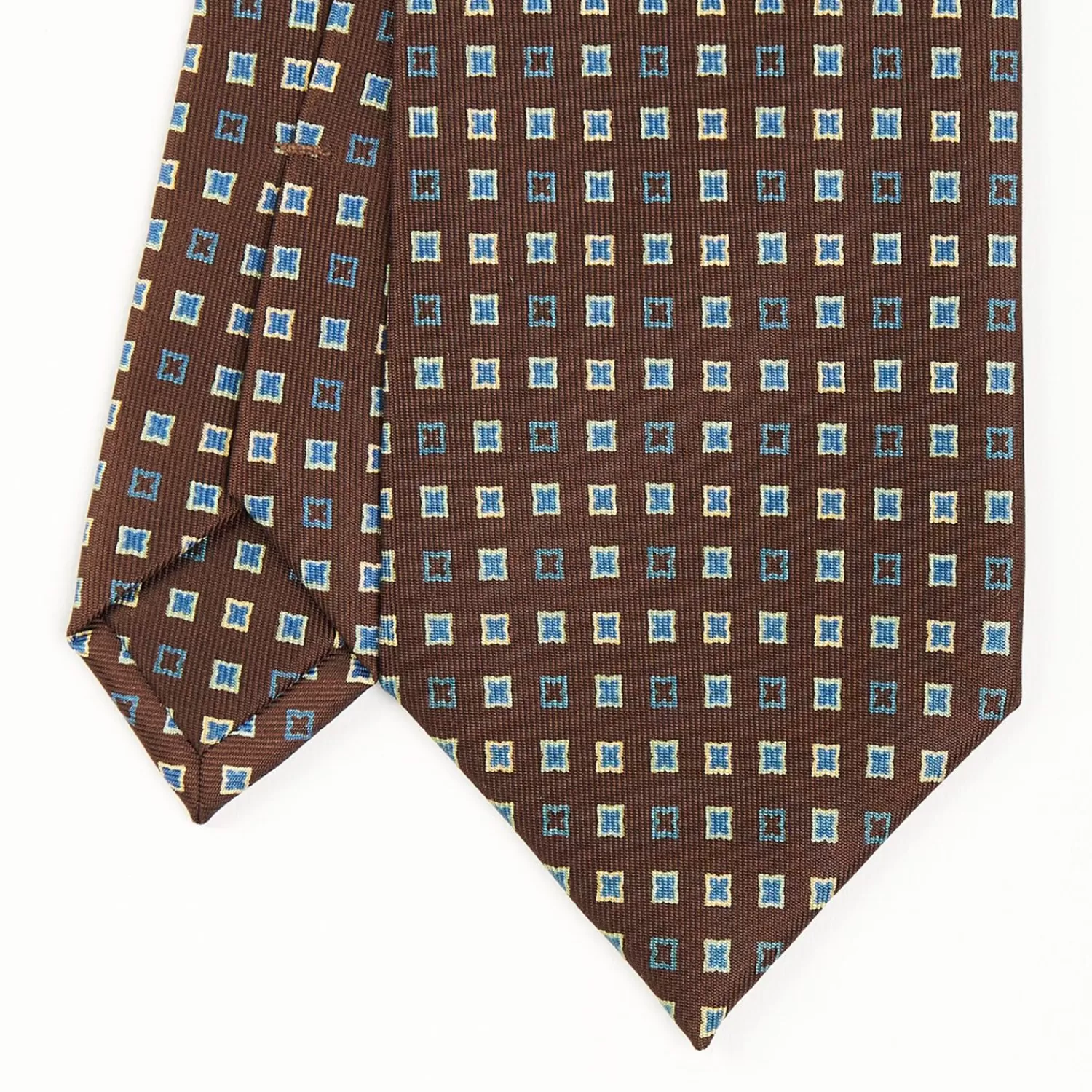 Dark Brown Sartorial Classic Silk Tie - Small Flower Pattern>E.Marinella New