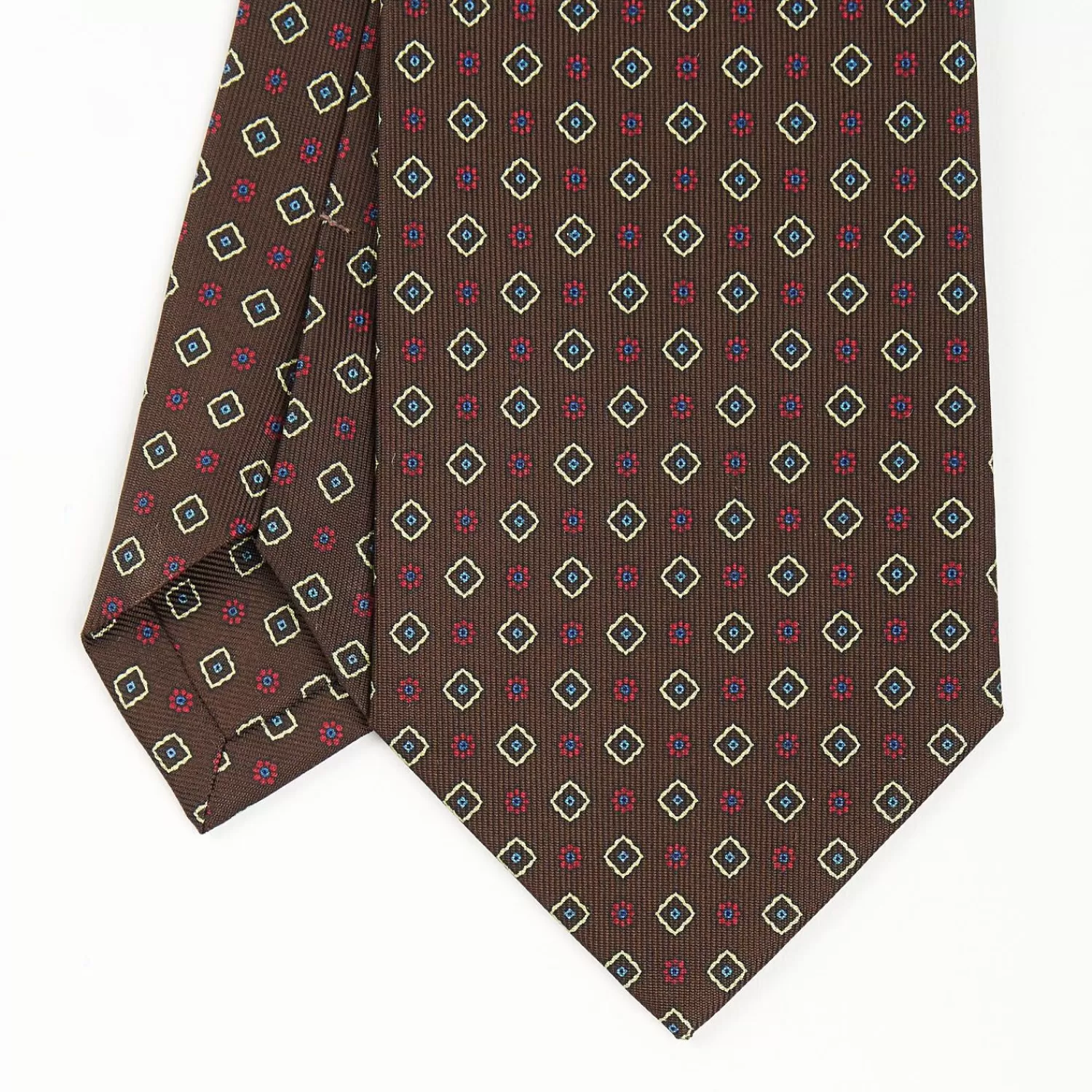 Dark Brown Sartorial Classic Silk Tie - Small Flower Pattern>E.Marinella Store