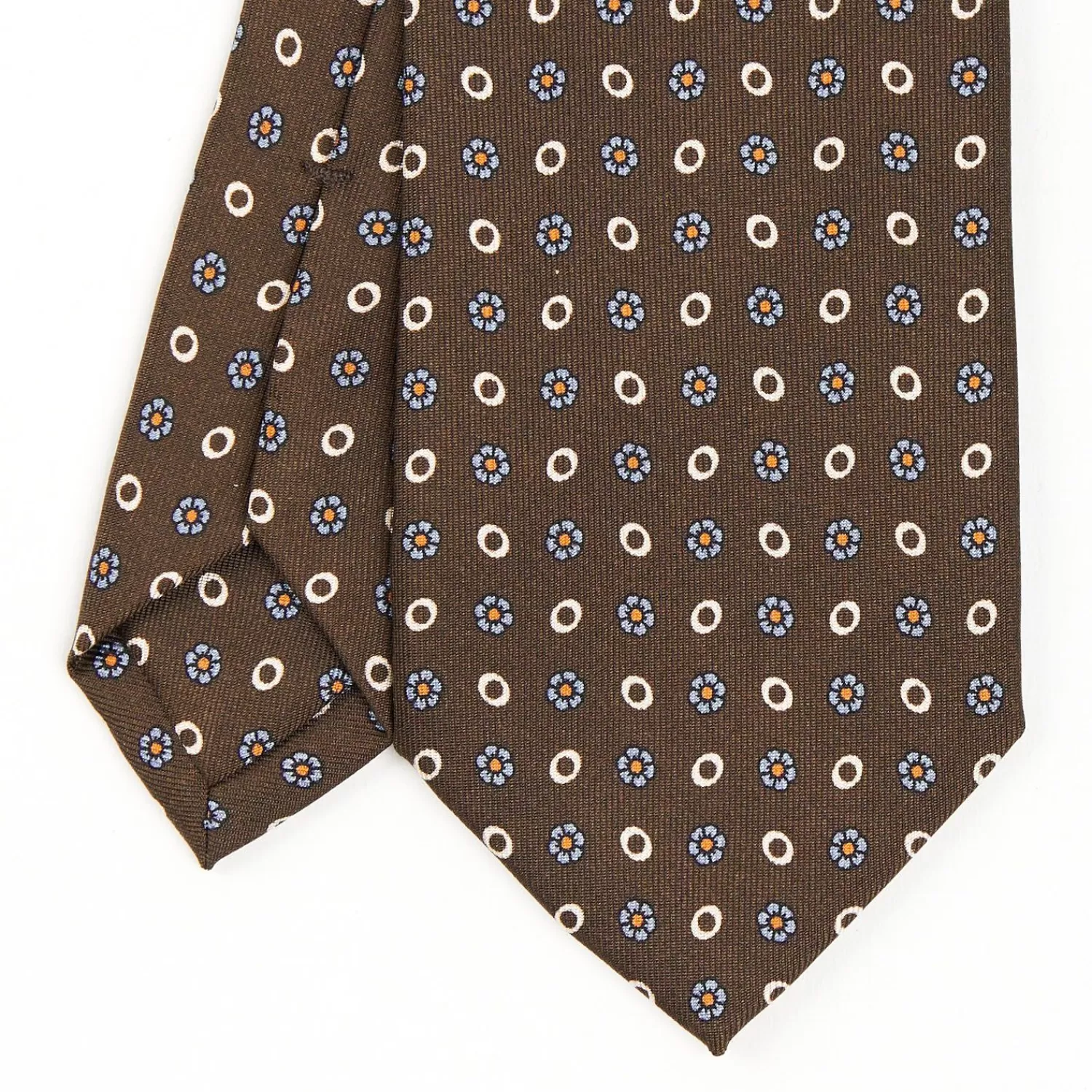 Dark Brown Sartorial Classic Silk Tie - Small Flower Pattern>E.Marinella Hot
