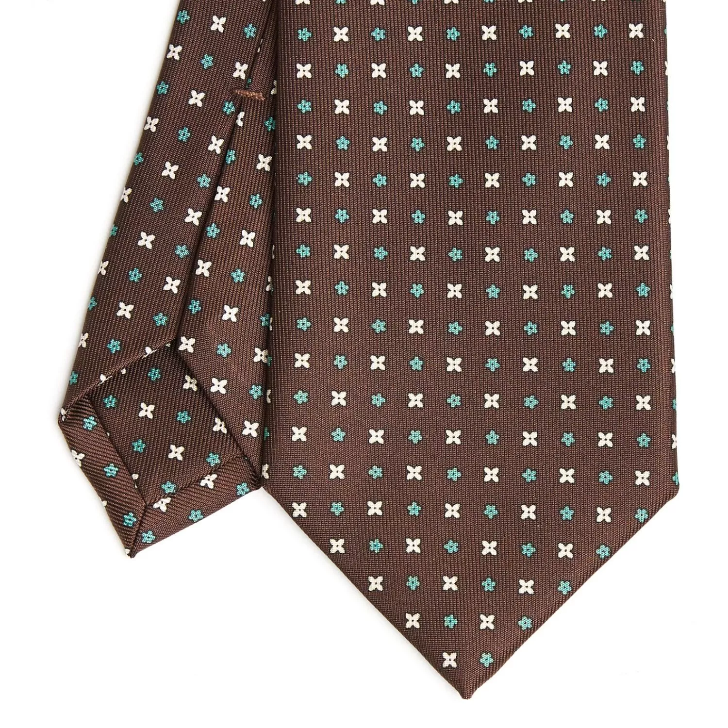 Dark Brown Sartorial Classic Silk Tie - Small Flower Pattern>E.Marinella Best Sale