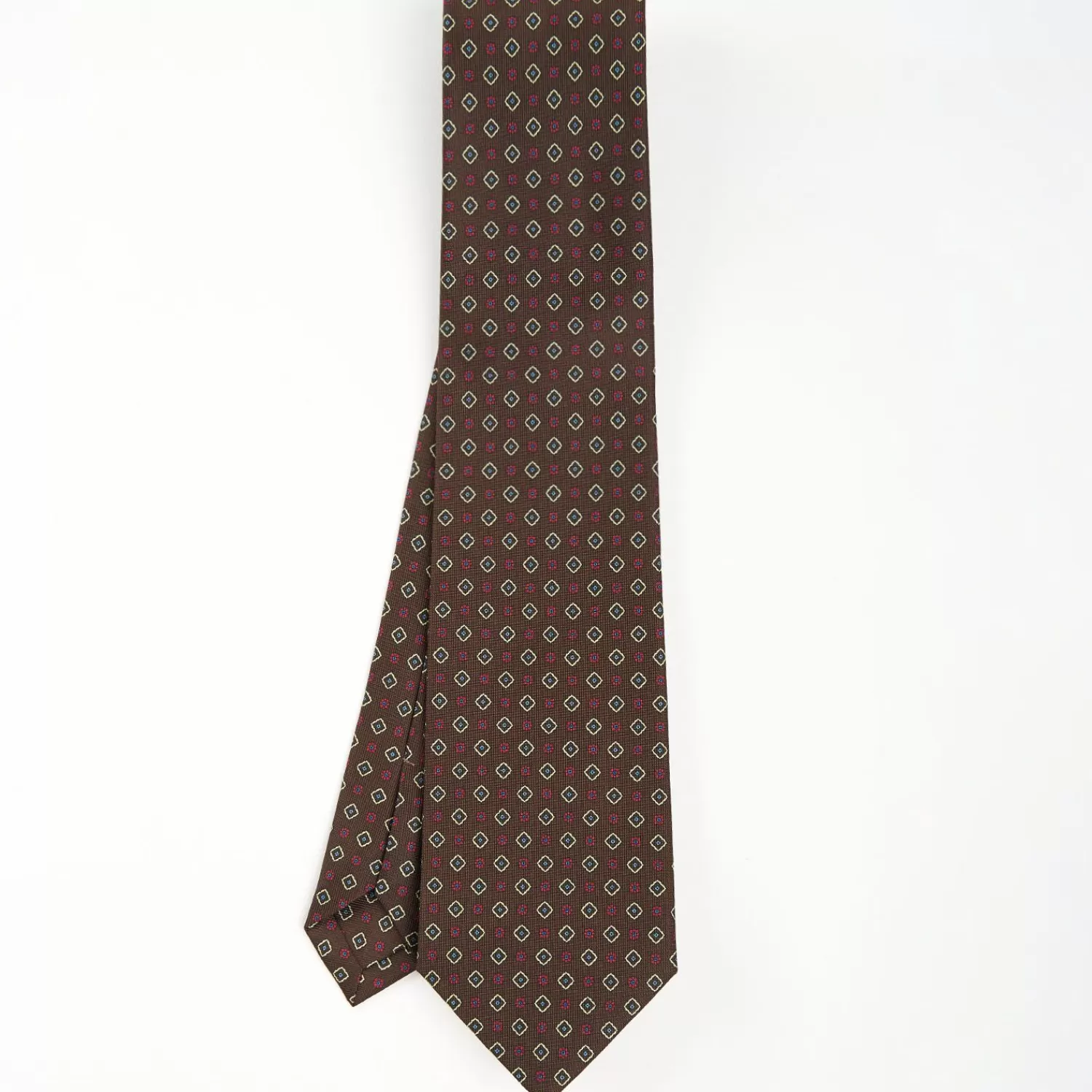 Dark Brown Sartorial Classic Silk Tie - Small Flower Pattern>E.Marinella Store