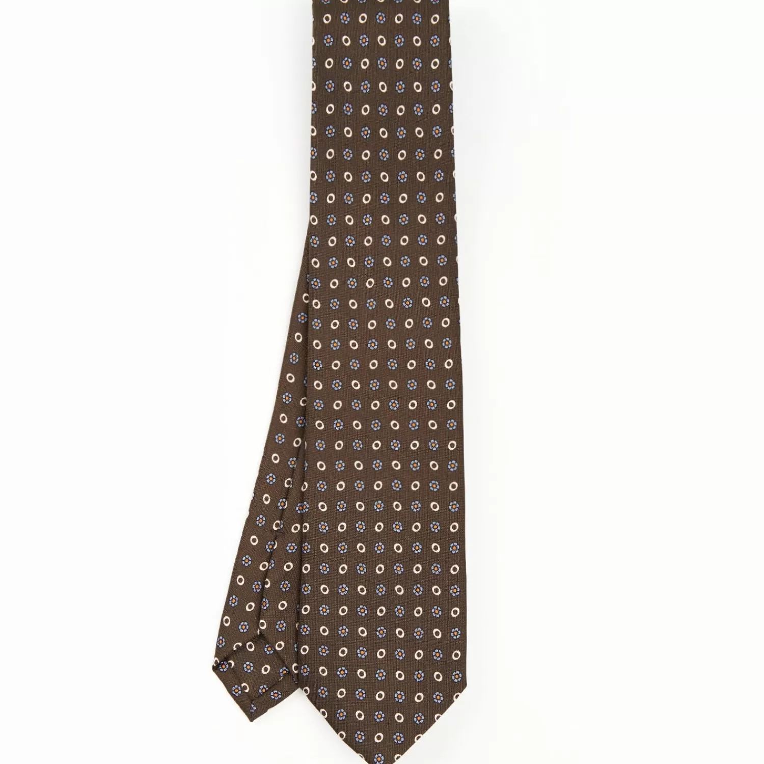 Dark Brown Sartorial Classic Silk Tie - Small Flower Pattern>E.Marinella Hot