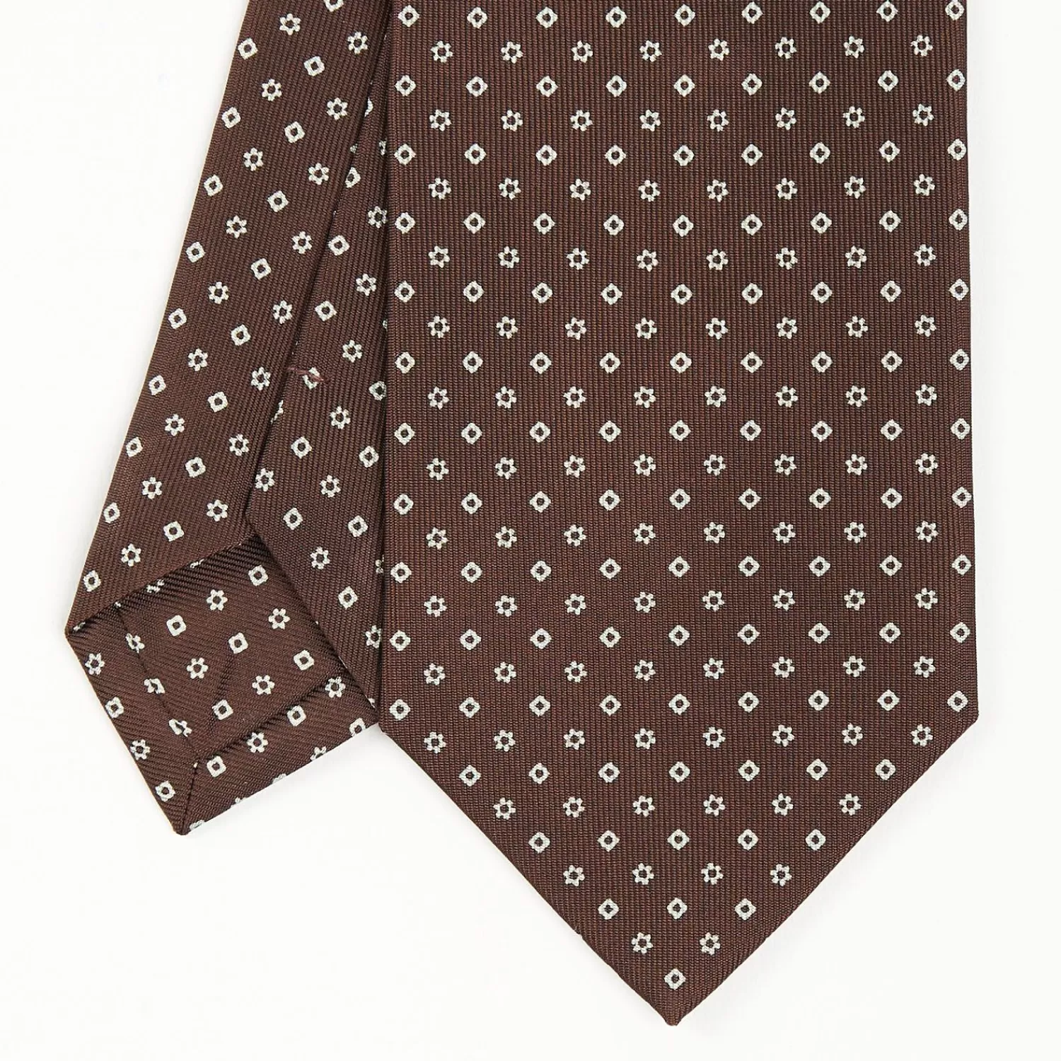 Dark Brown Sartorial Classic Tie - Small Flower Pattern>E.Marinella Best