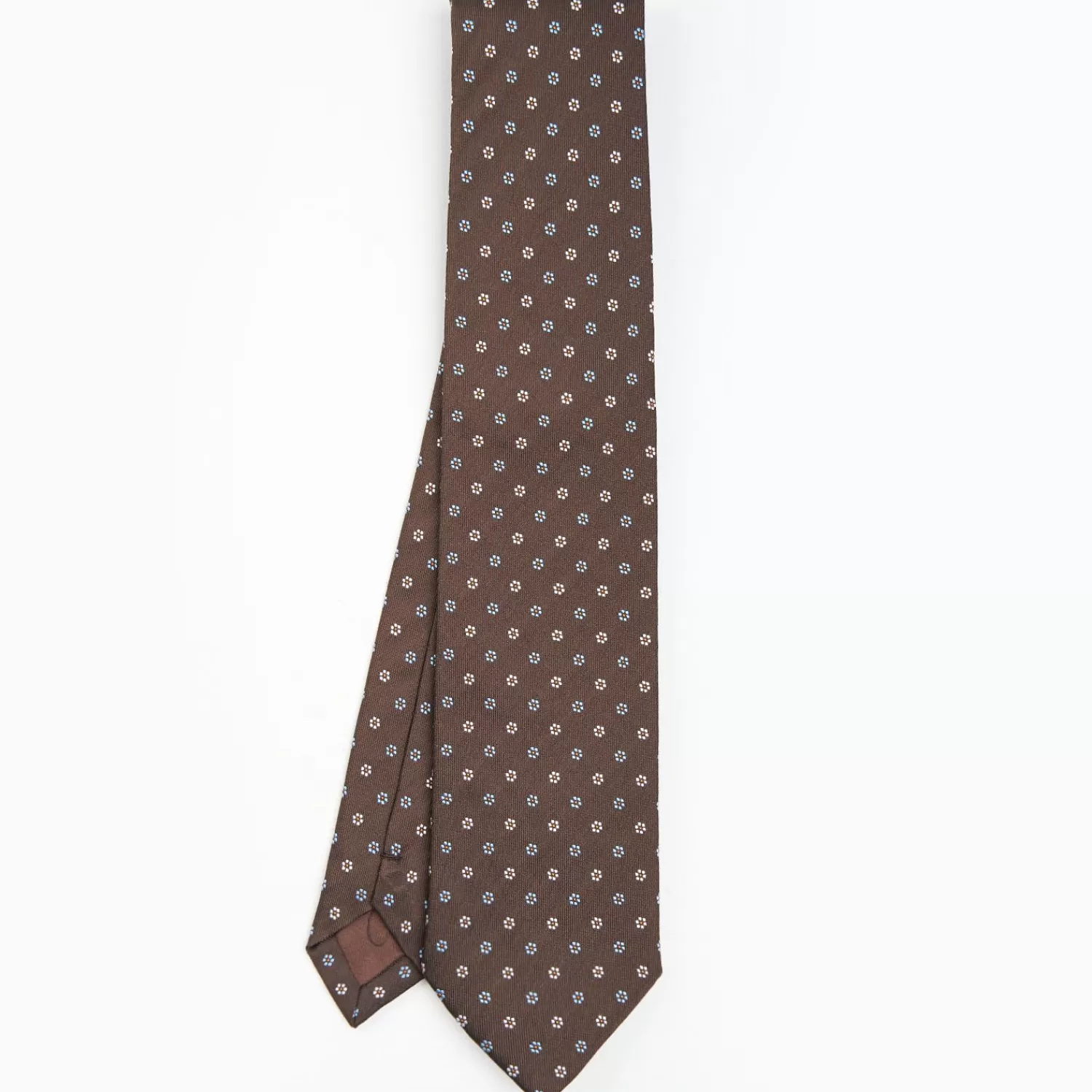 Dark Brown Sartorial Jacquard Silk Tie - Small Flower Designs>E.Marinella Online