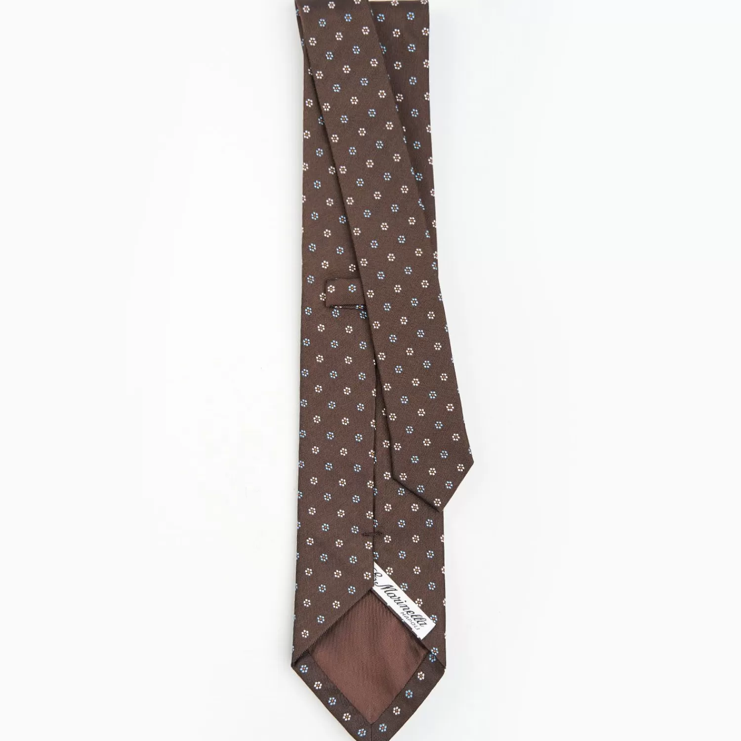 Dark Brown Sartorial Jacquard Silk Tie - Small Flower Designs>E.Marinella Online