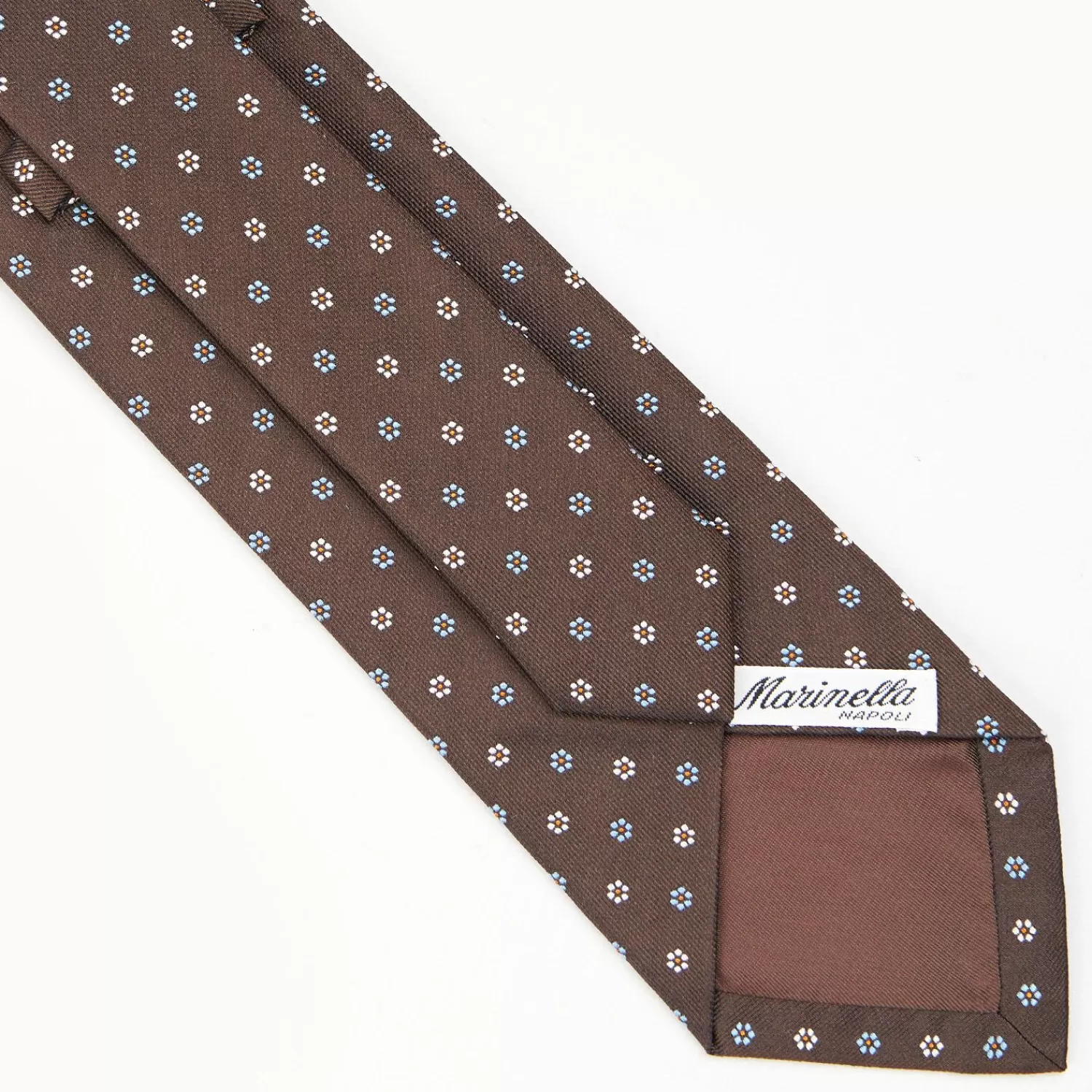 Dark Brown Sartorial Jacquard Silk Tie - Small Flower Designs>E.Marinella Online