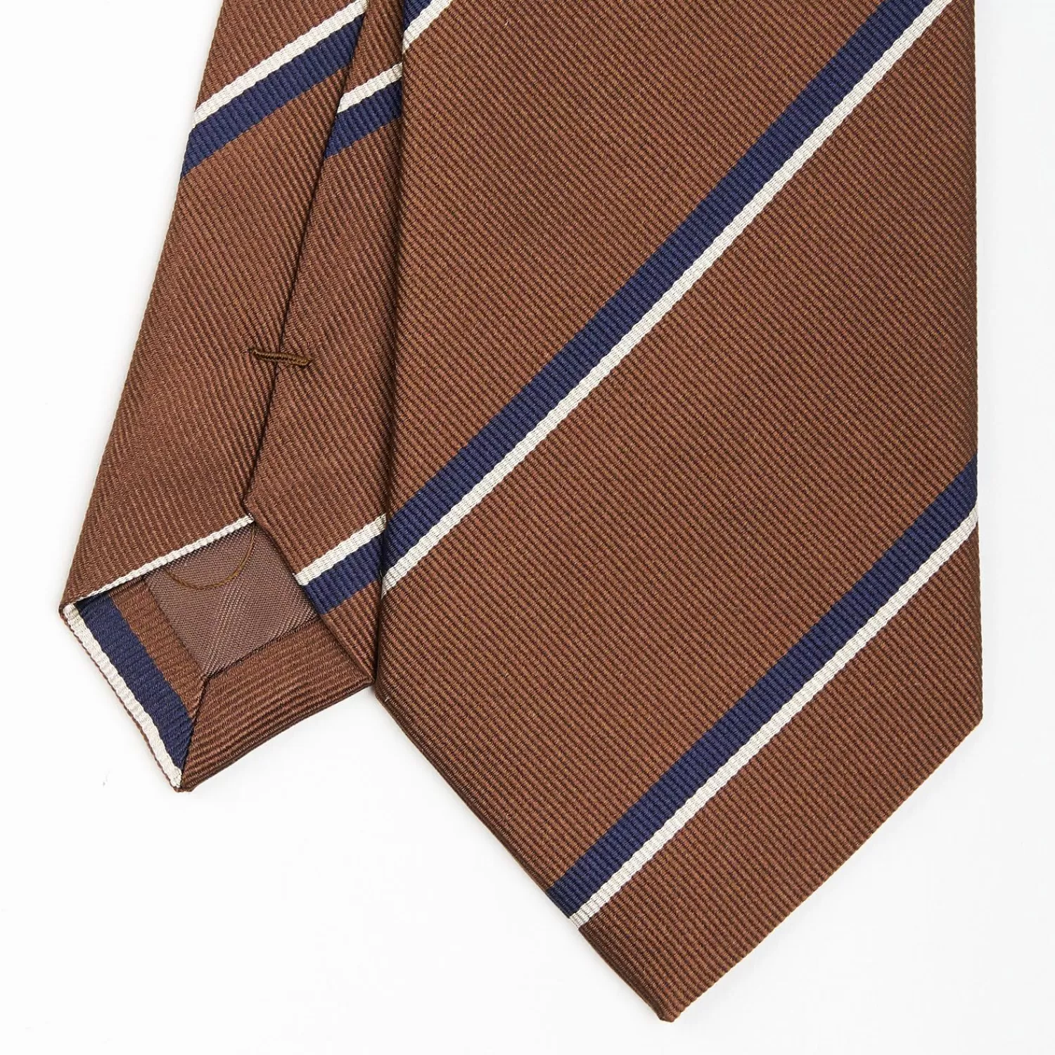 Dark Brown Sartorial Striped Silk Tie>E.Marinella Clearance