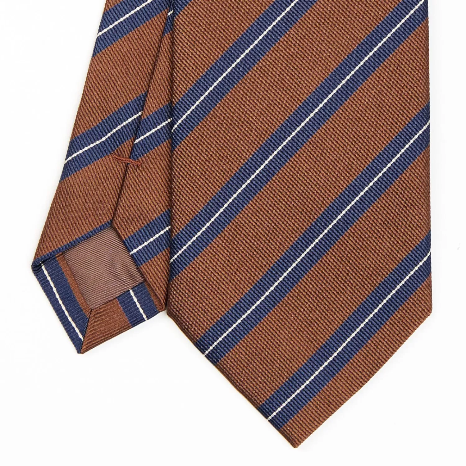Dark Brown Sartorial Striped Silk Tie>E.Marinella Sale