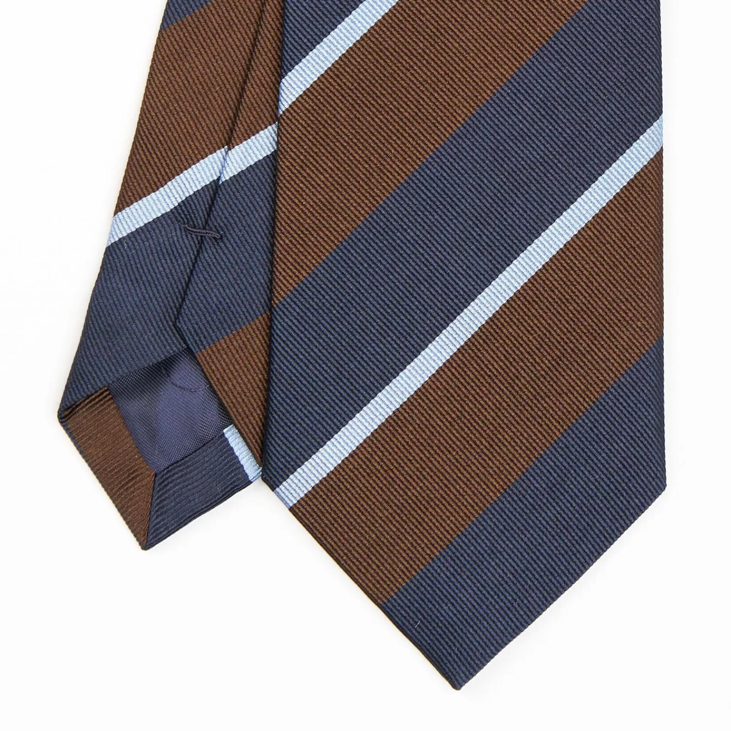 Dark Brown Sartorial Striped Silk Tie>E.Marinella Store