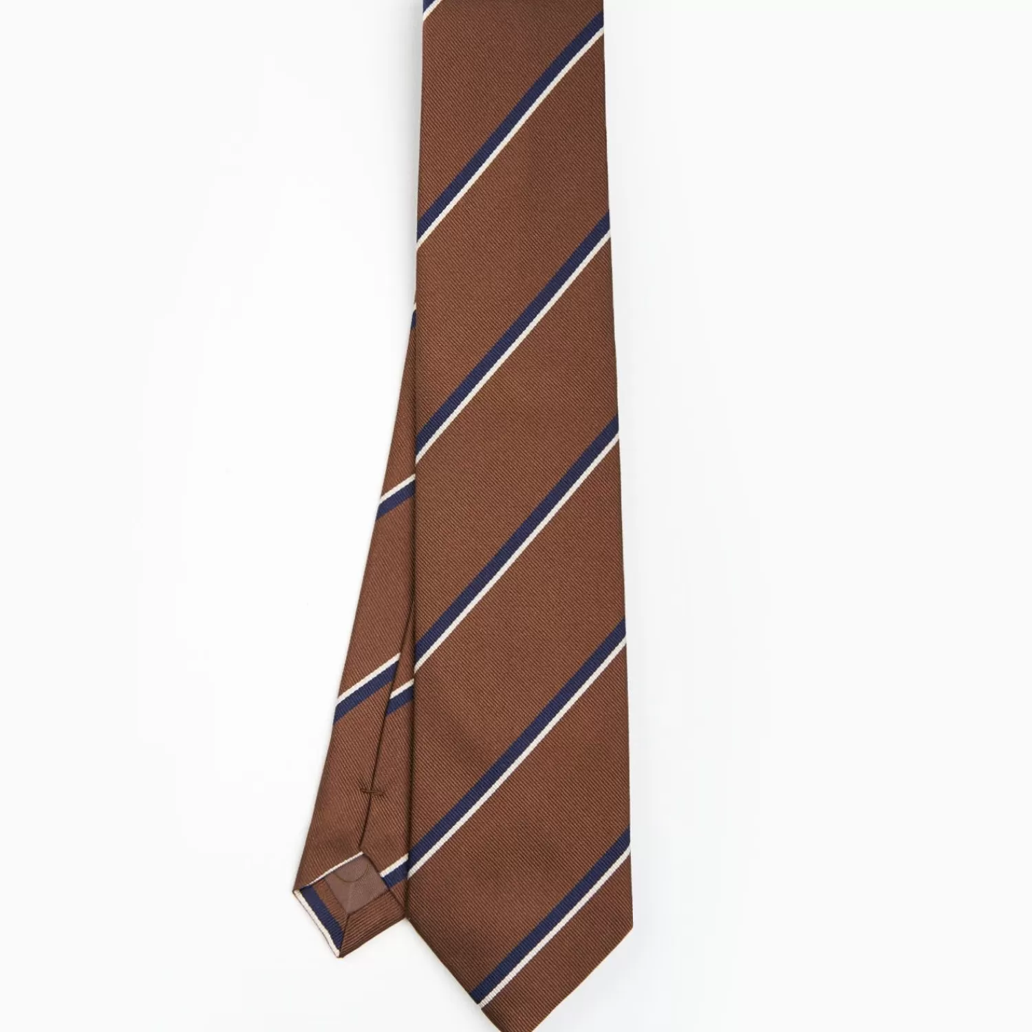Dark Brown Sartorial Striped Silk Tie>E.Marinella Clearance