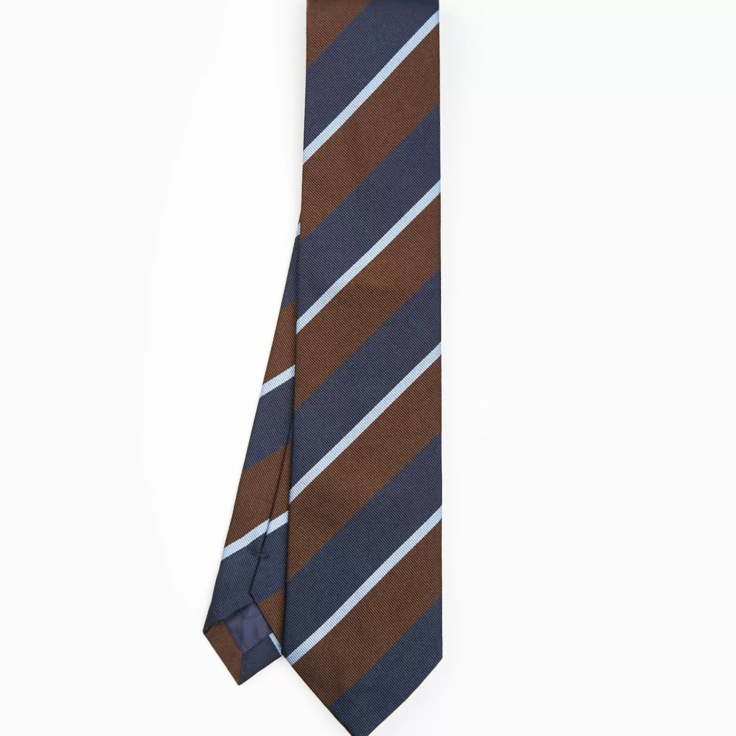 Dark Brown Sartorial Striped Silk Tie>E.Marinella Store