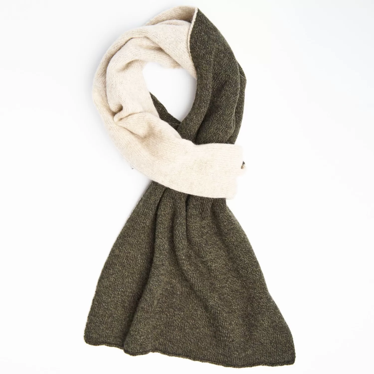 Dark Green And Beige Two-Tone Solid Cashmere Neck Warmer>E.Marinella Best