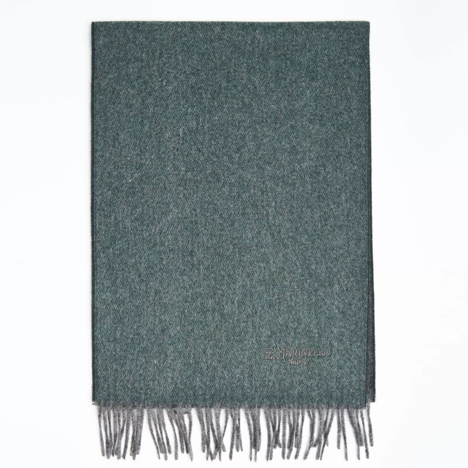 Dark Green And Gray Double-Faced Cashmere Scarf>E.Marinella Store