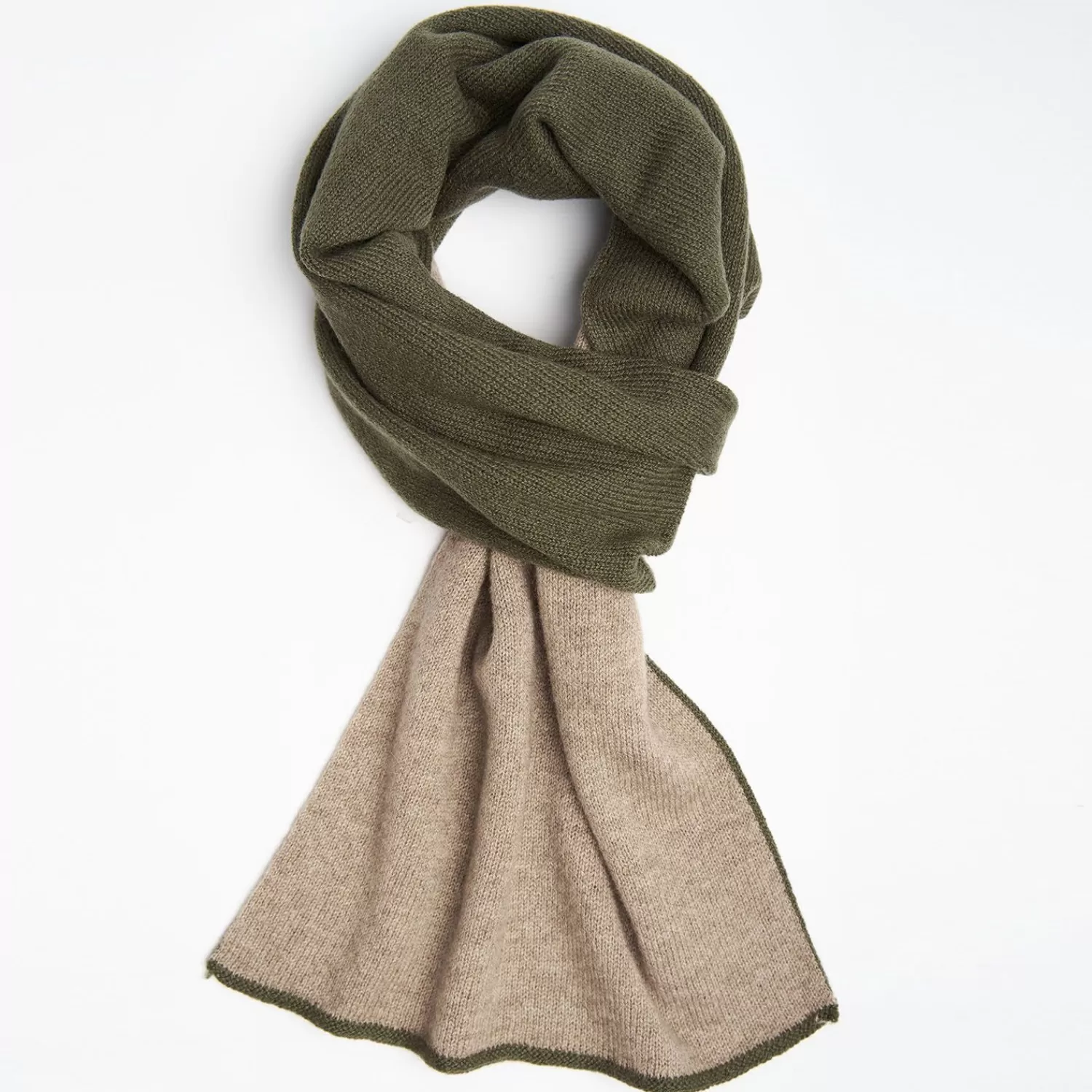 Dark Green And Light Brown Two-Tone Solid Cashmere Neck Warmer>E.Marinella Best Sale