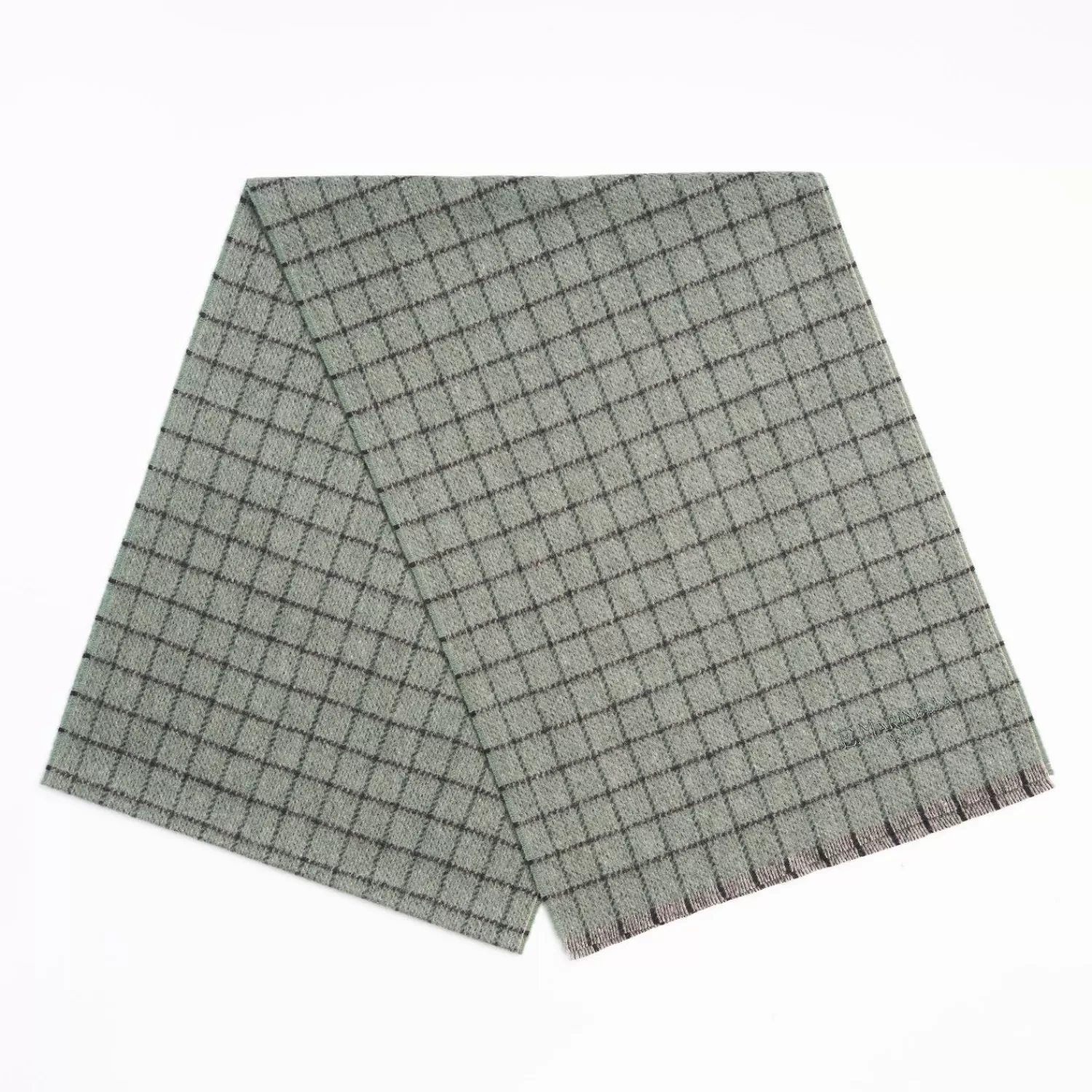 Dark Green Cashmere Small-Check Scarf>E.Marinella Sale