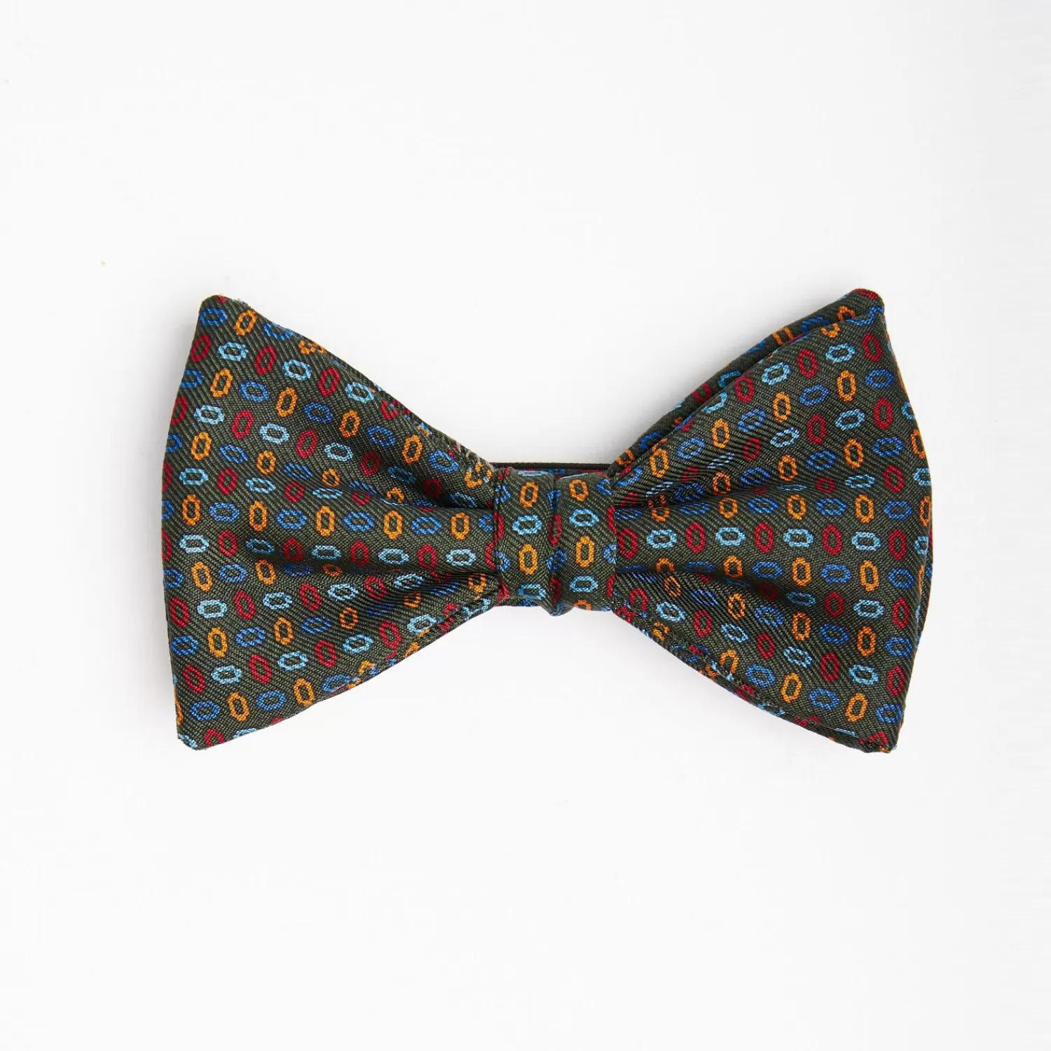 Dark Green Pre-Knotted Silk Bowtie - Small Geometric Pattern>E.Marinella Shop