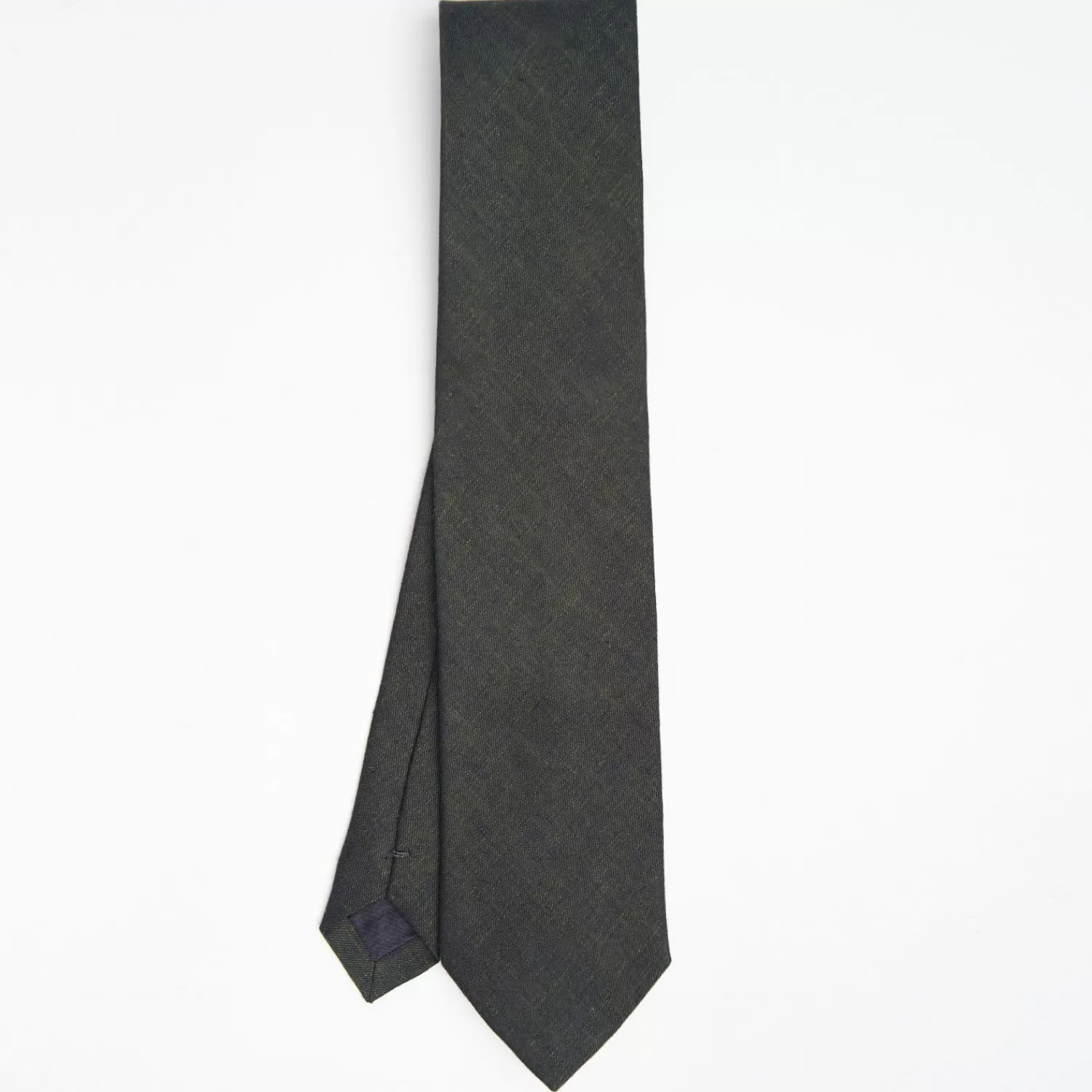Dark Green Sartorial Linen Tie - Solid Color>E.Marinella Outlet