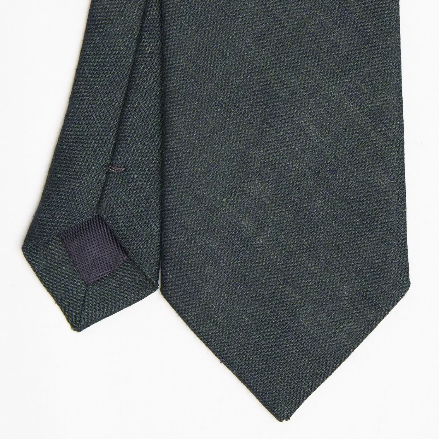Dark Green Sartorial Linen Tie Solid Color>E.Marinella New
