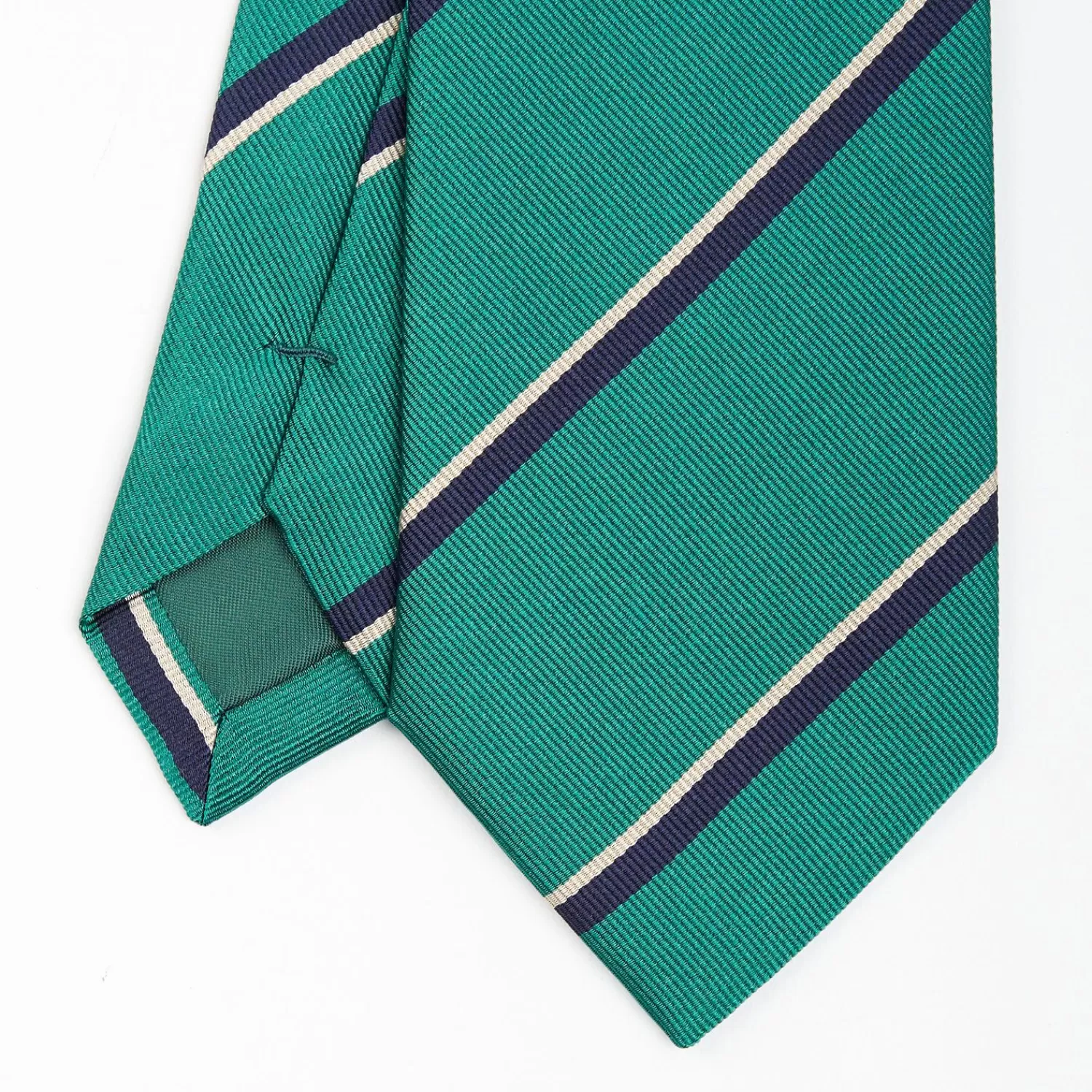 Dark Green Sartorial Striped Silk Tie>E.Marinella Store