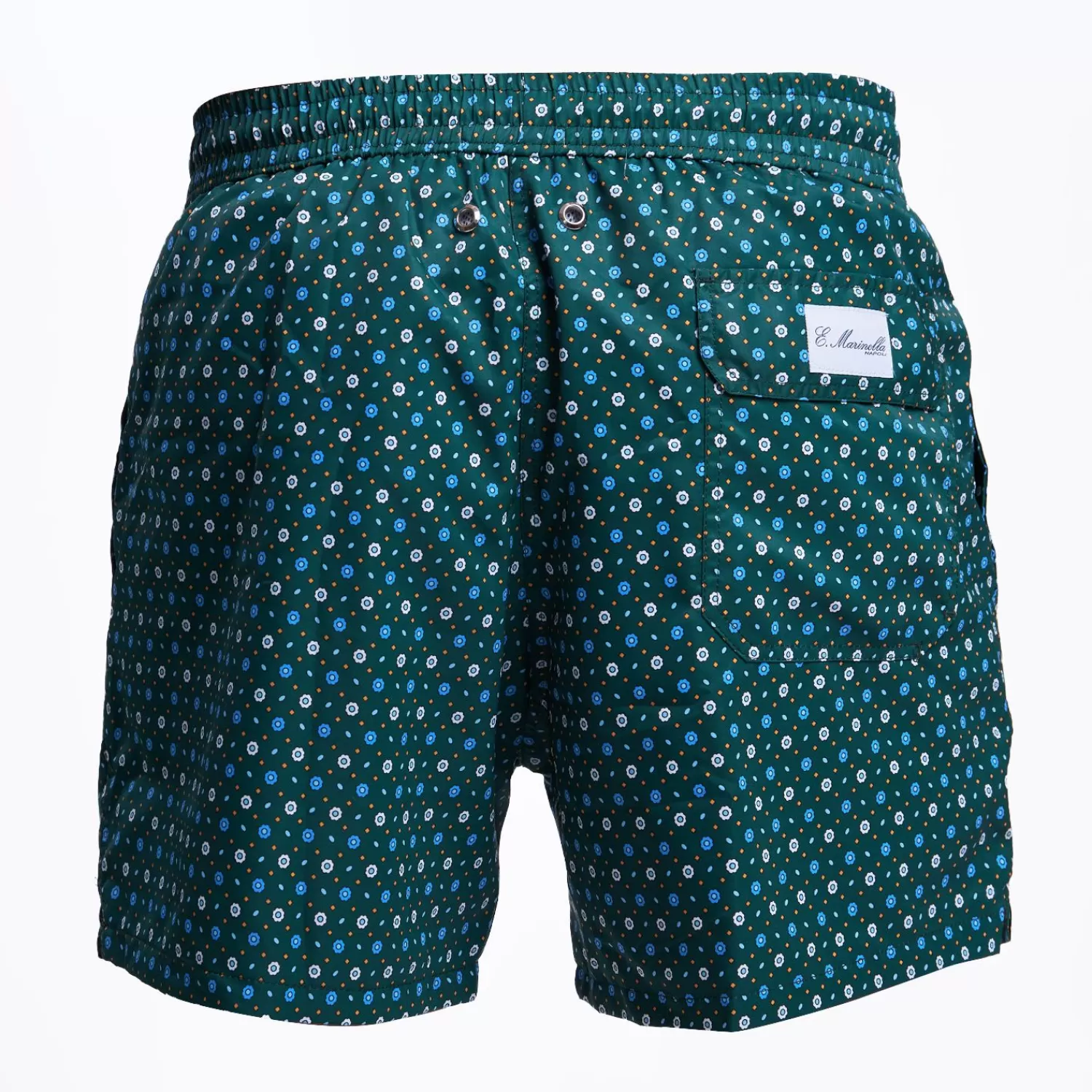 Dark Green Swim Short - Small Flower Pattern>E.Marinella Best Sale
