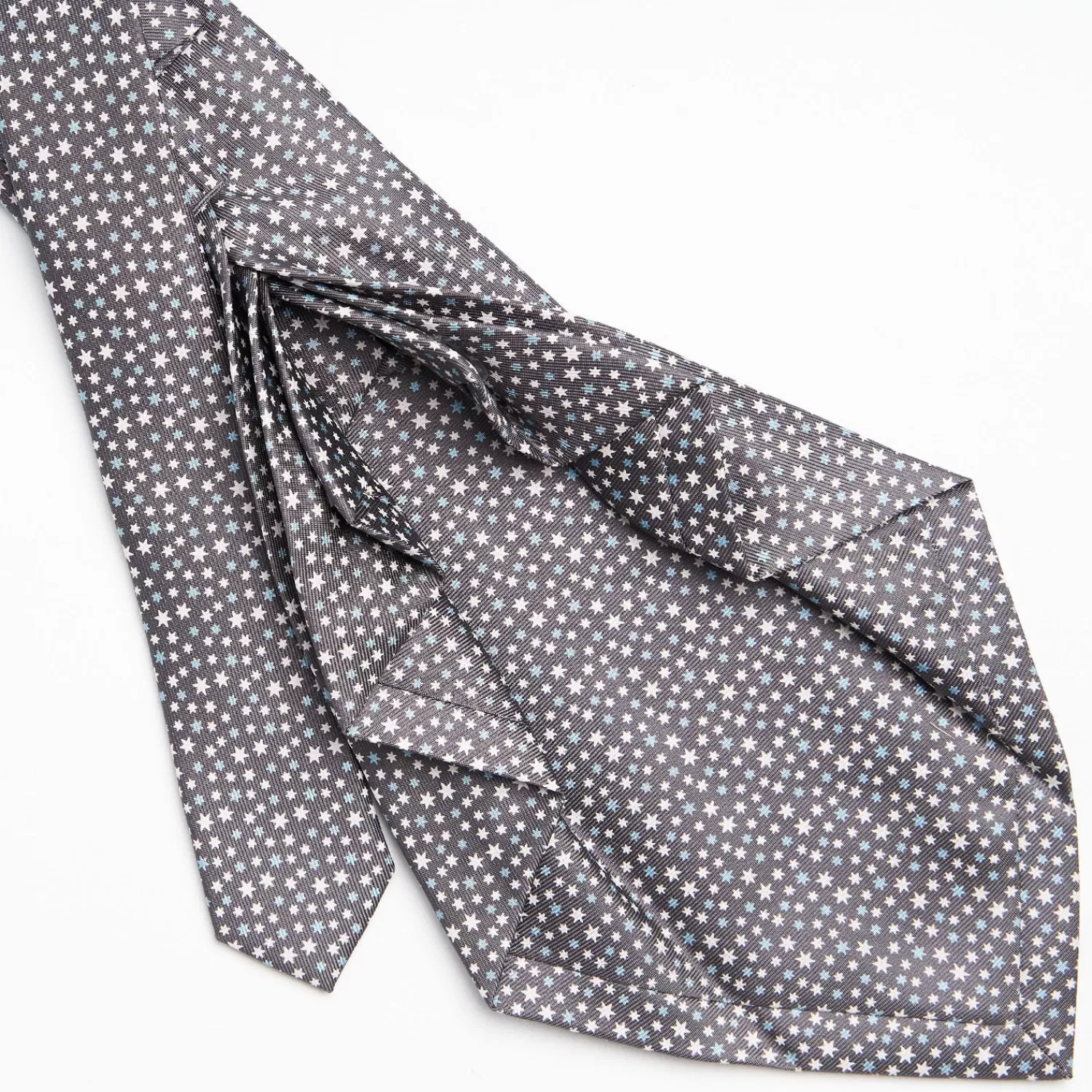 Dark Grey 9 Fold Sartorial Silk Tie - Small Geometric Pattern>E.Marinella New