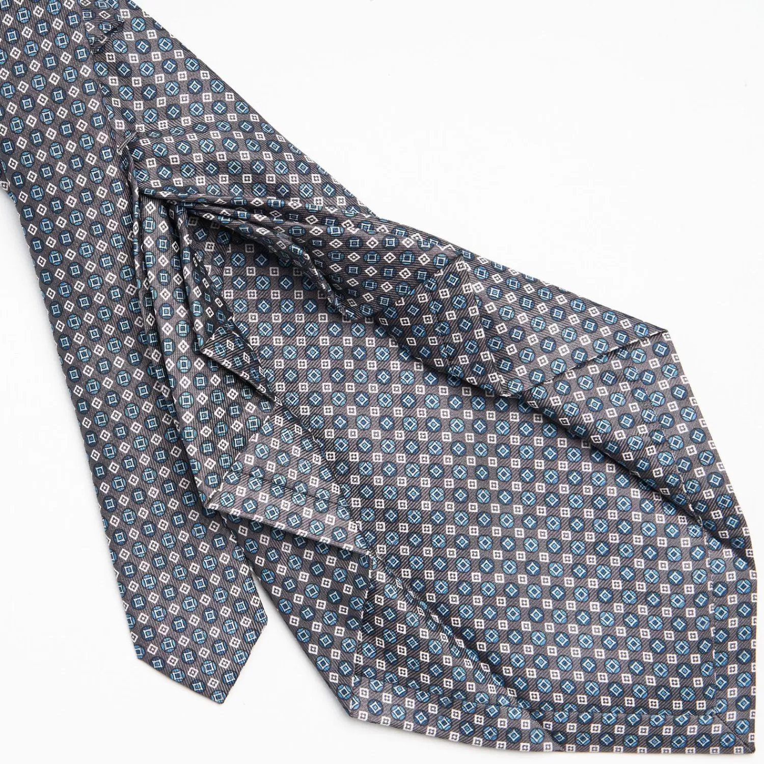 Dark Grey 9 Fold Sartorial Silk Tie - Small Geometric Pattern>E.Marinella Best Sale