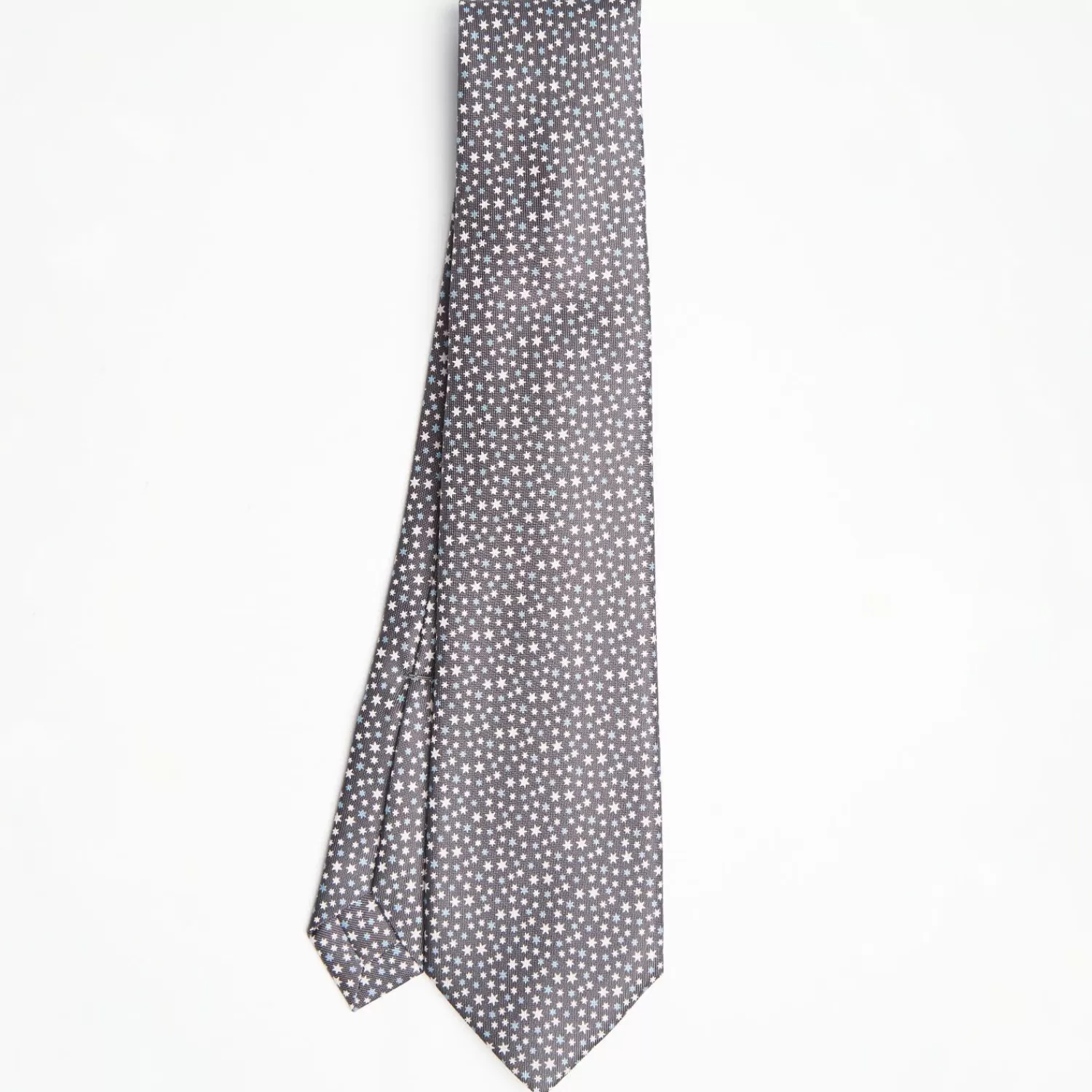 Dark Grey 9 Fold Sartorial Silk Tie - Small Geometric Pattern>E.Marinella New