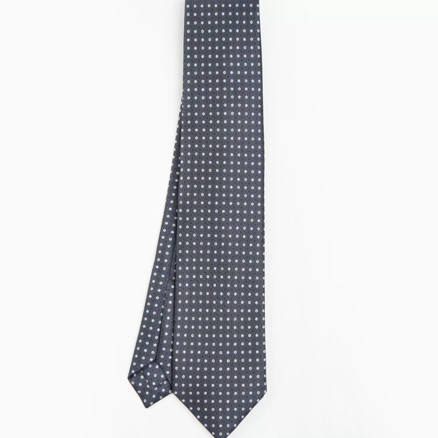 Dark Grey 9 Fold Sartorial Silk Tie Small Flower Pattern>E.Marinella Discount