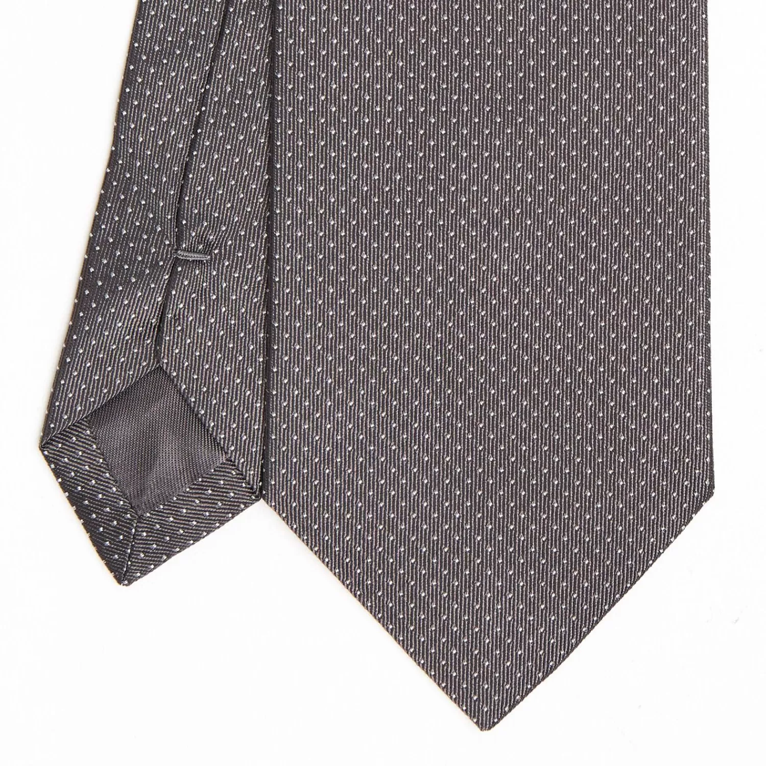 Dark Grey Ceremonial Jacquard Silk Tie - Small Polka Dot Pattern>E.Marinella Store