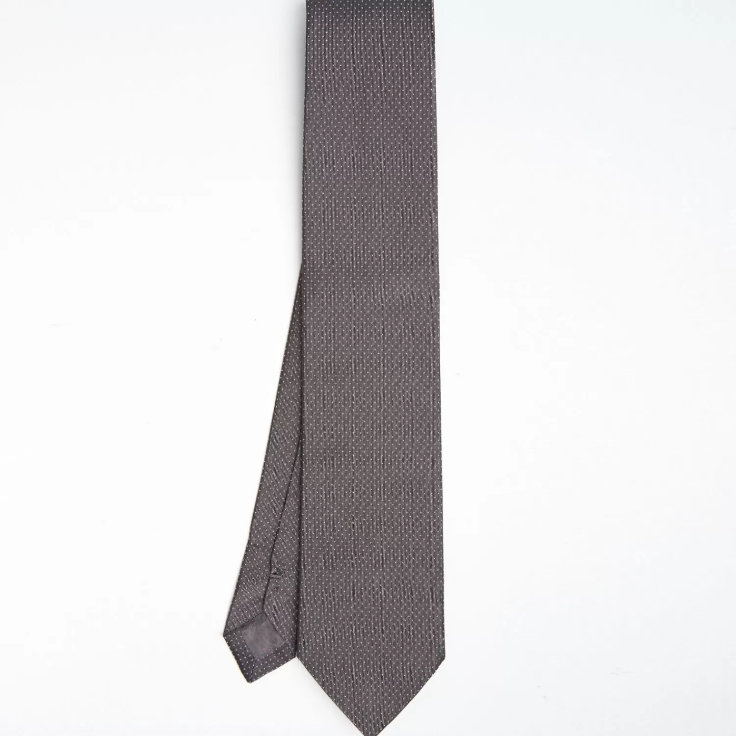 Dark Grey Ceremonial Jacquard Silk Tie - Small Polka Dot Pattern>E.Marinella Store